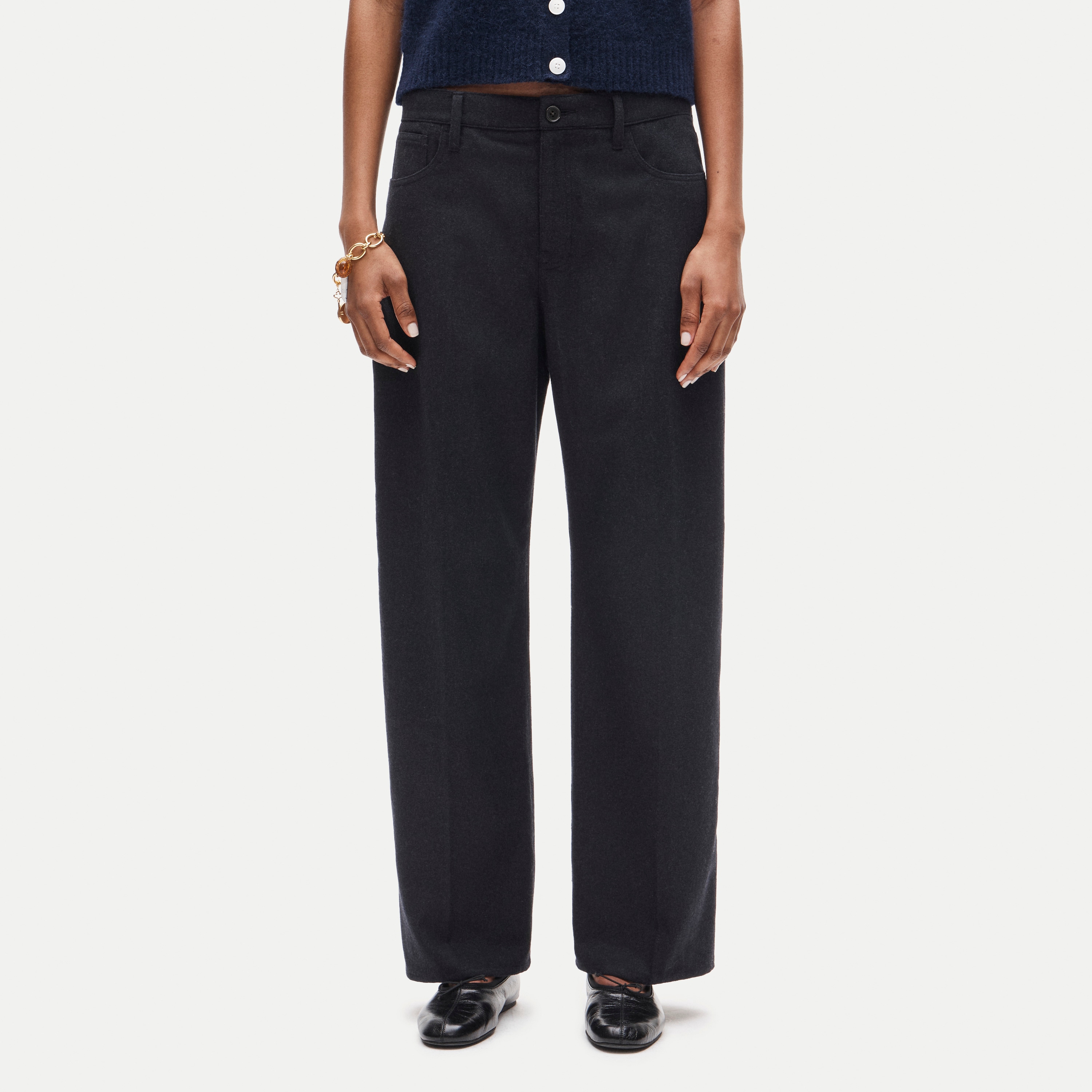 Barrel pant in wool-blend flannel