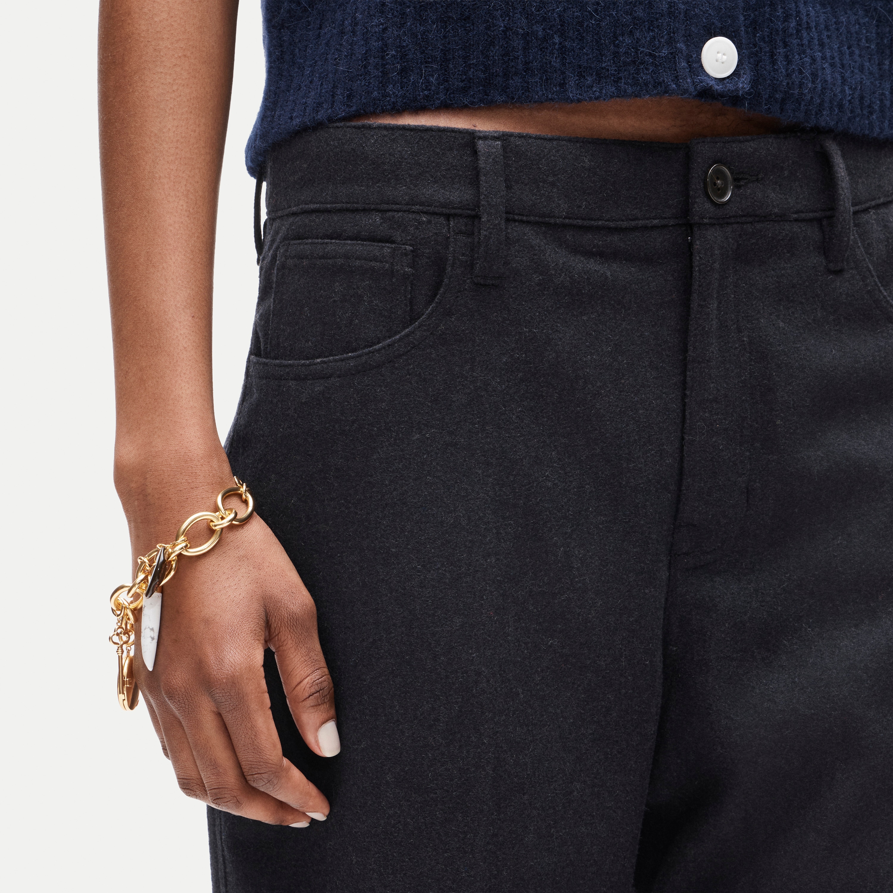 Barrel pant in wool-blend flannel