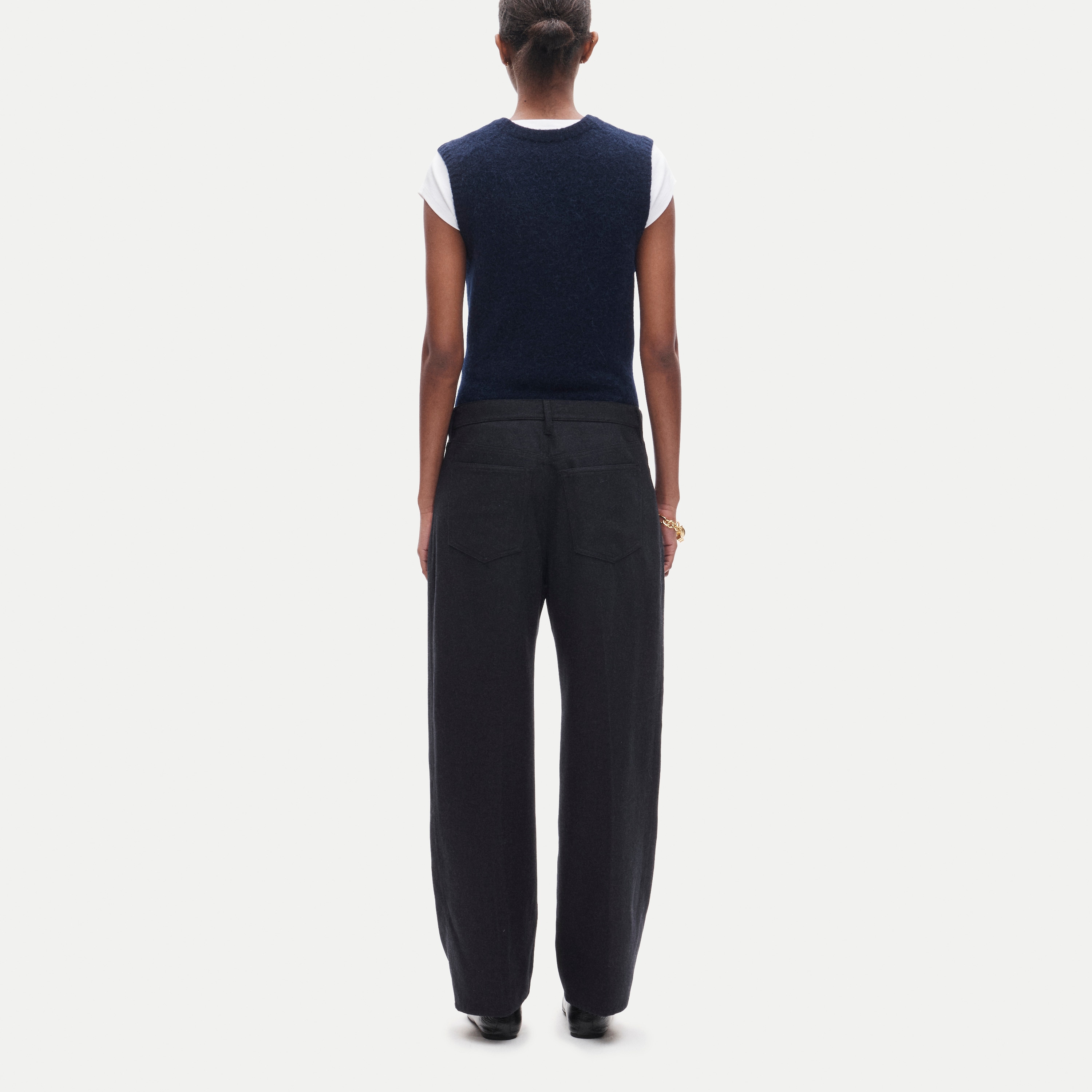 Barrel pant in wool-blend flannel