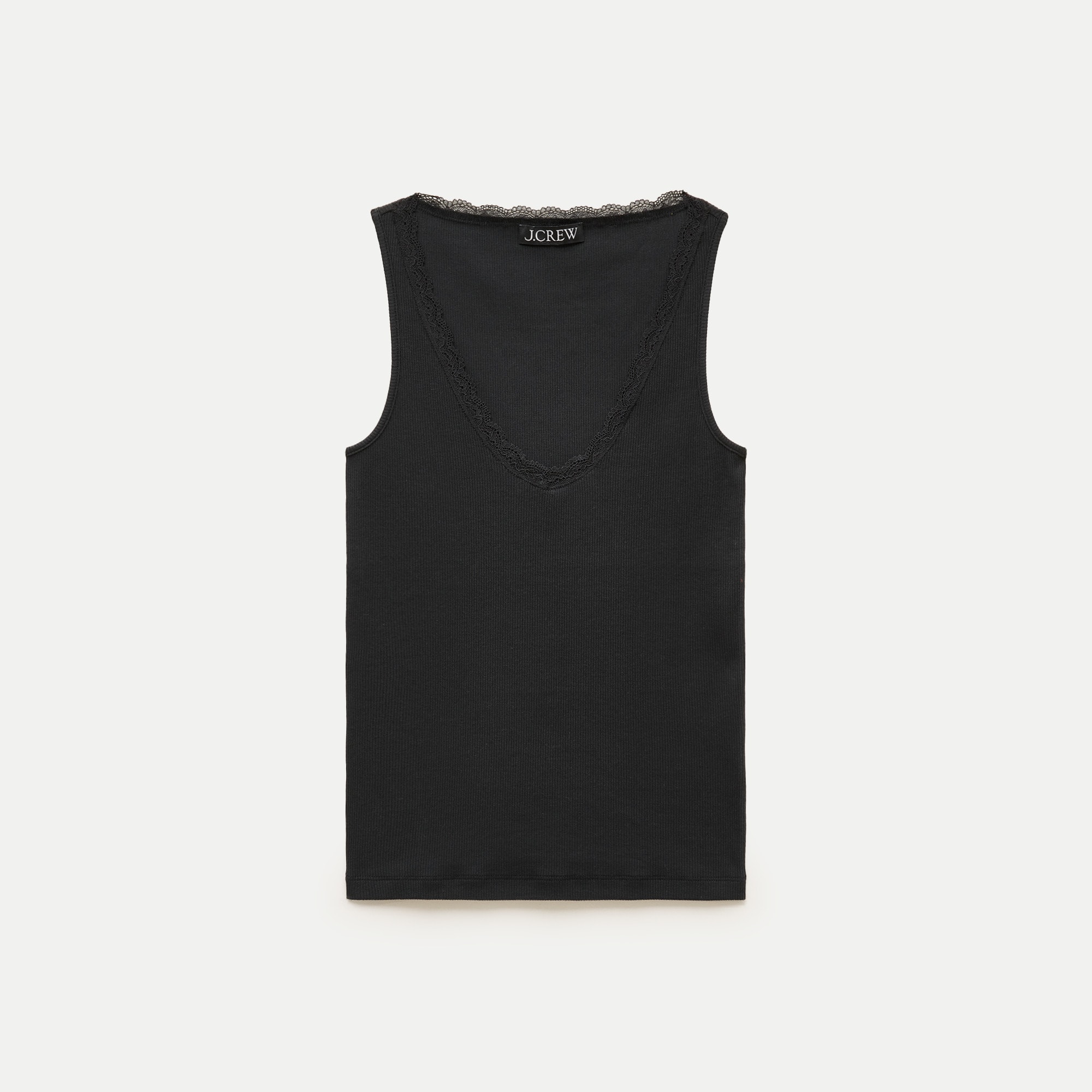 Perfect rib lace-trim V-neck tank top