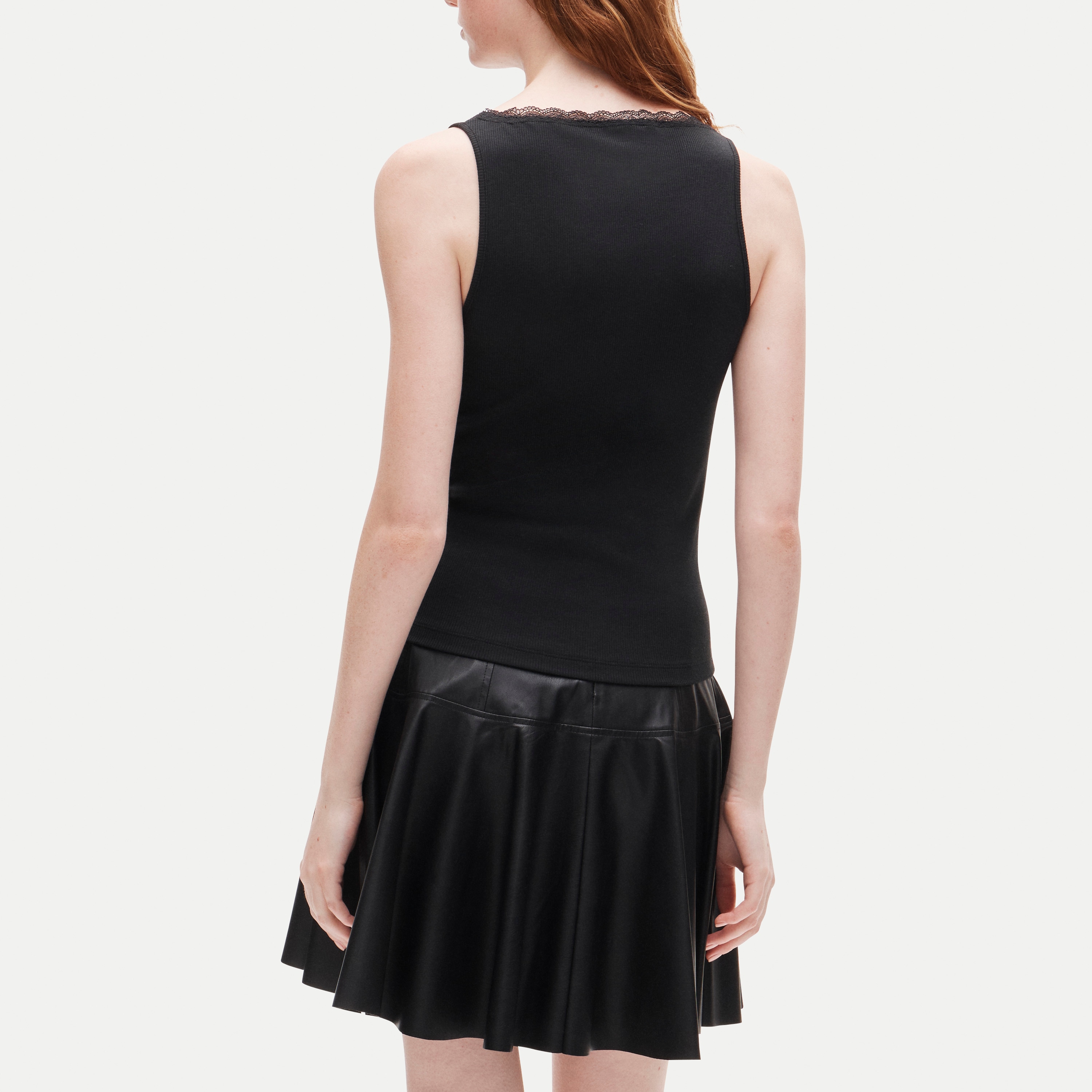 Perfect rib lace-trim V-neck tank top