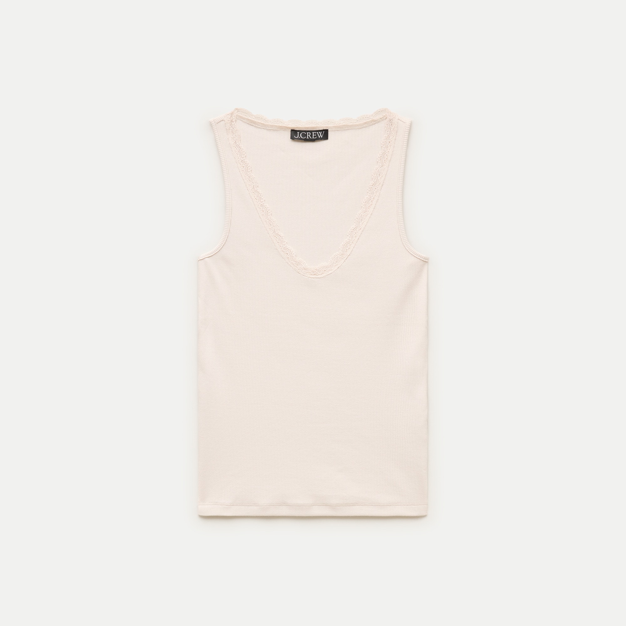 Perfect rib lace-trim V-neck tank top