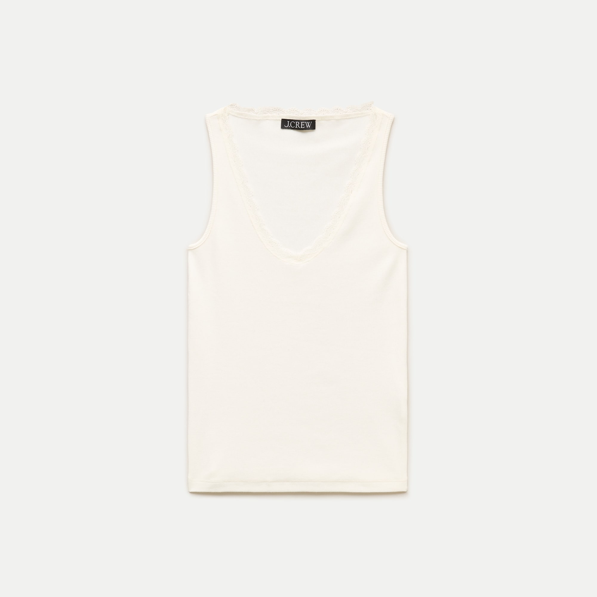 Perfect rib lace-trim V-neck tank top