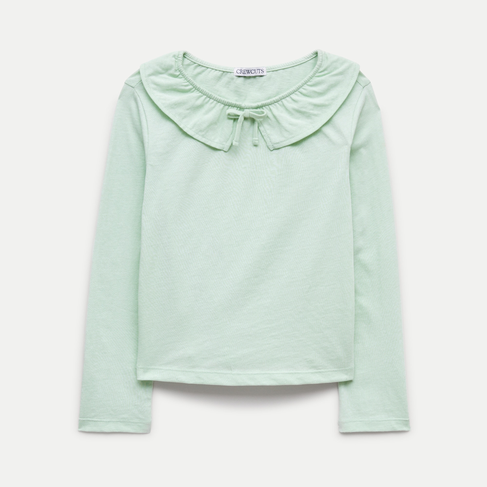 Girls' collared T-shirt in striped broken-in jersey