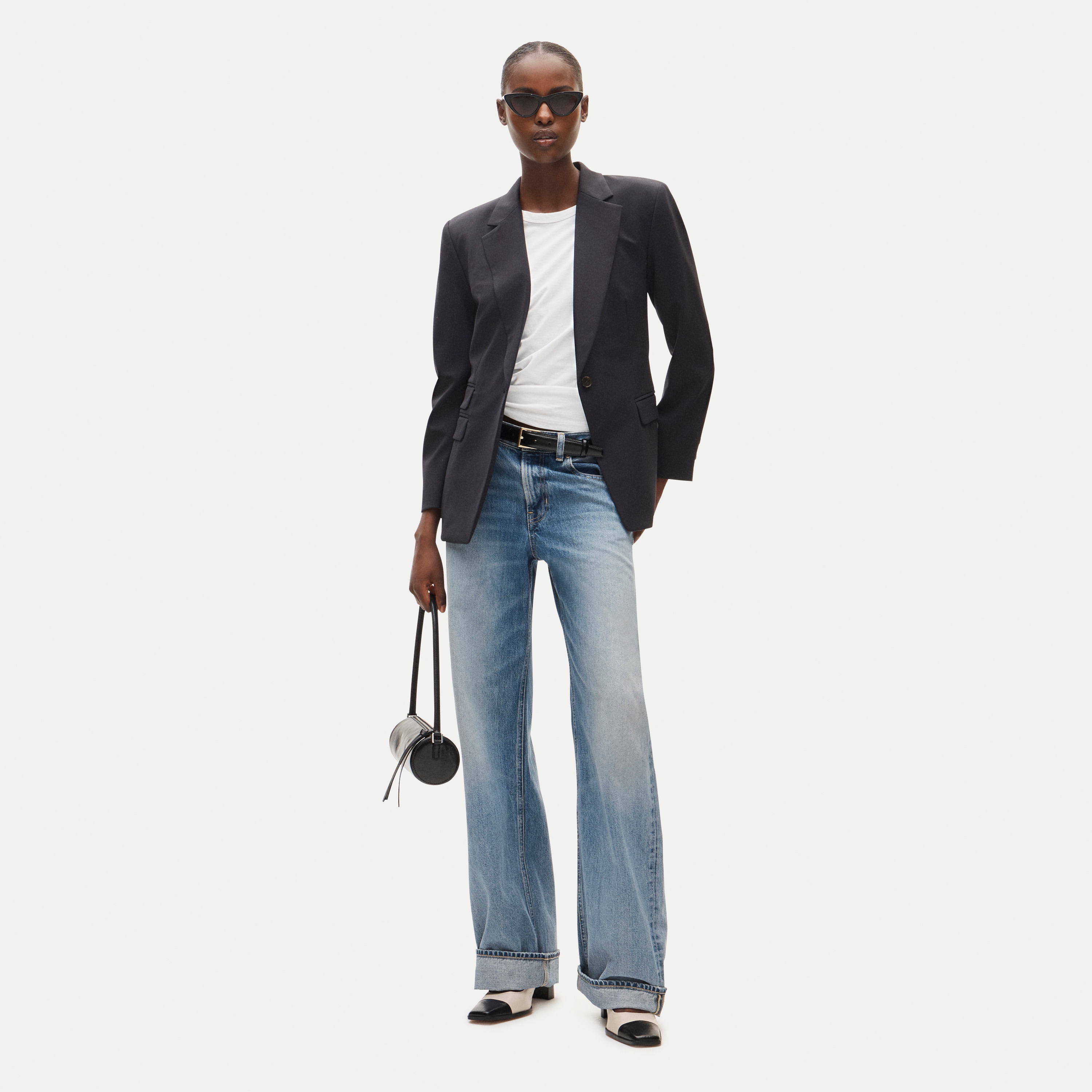 Single-button blazer in lightspun wool blend