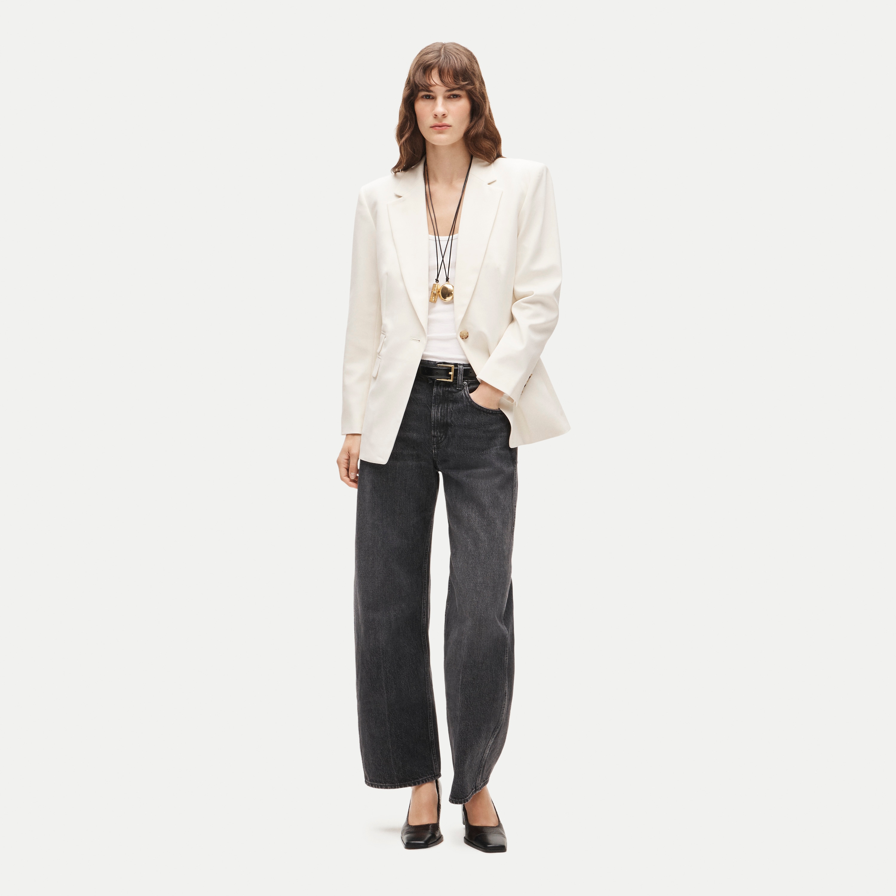 Single-button blazer in lightspun wool blend