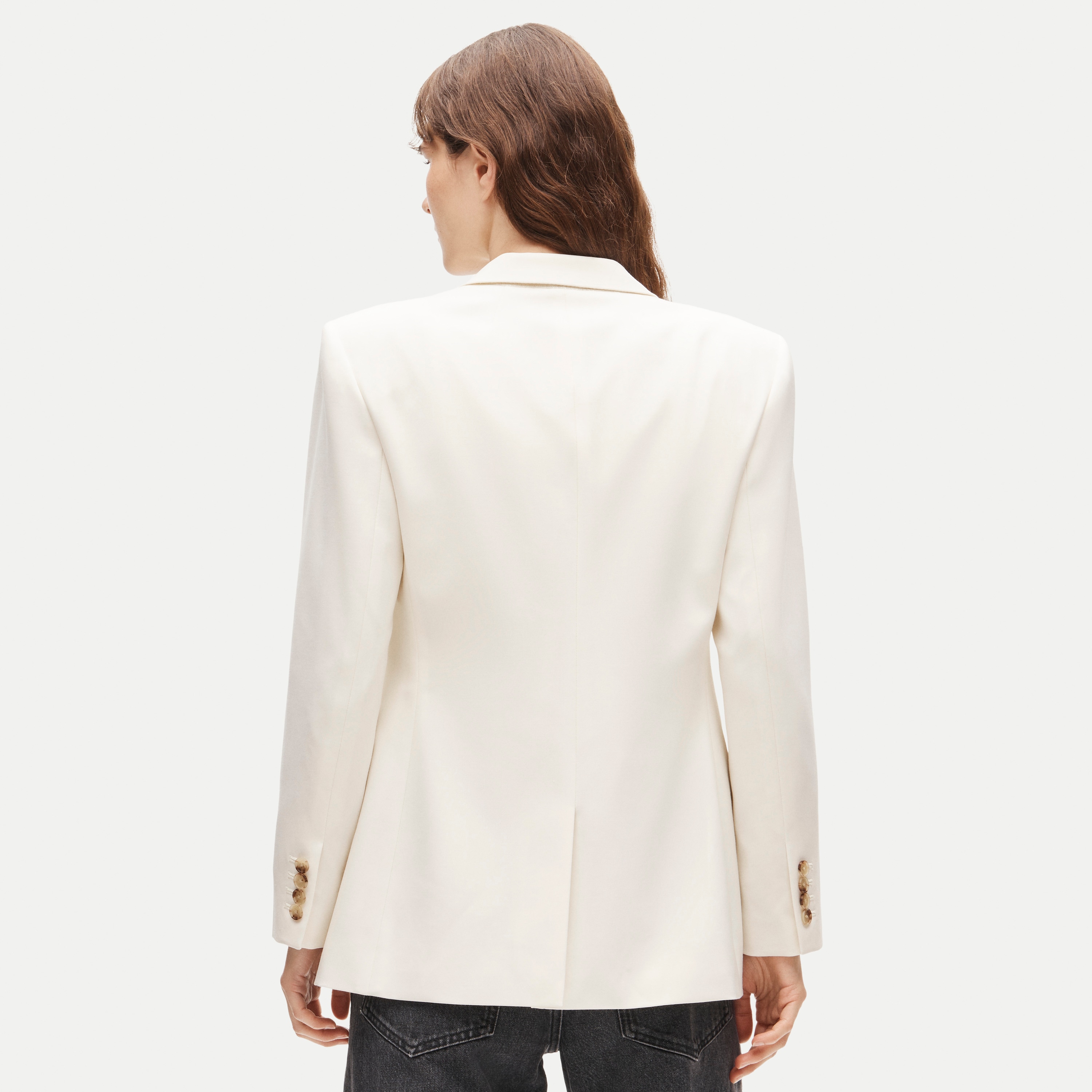 Single-button blazer in lightspun wool blend