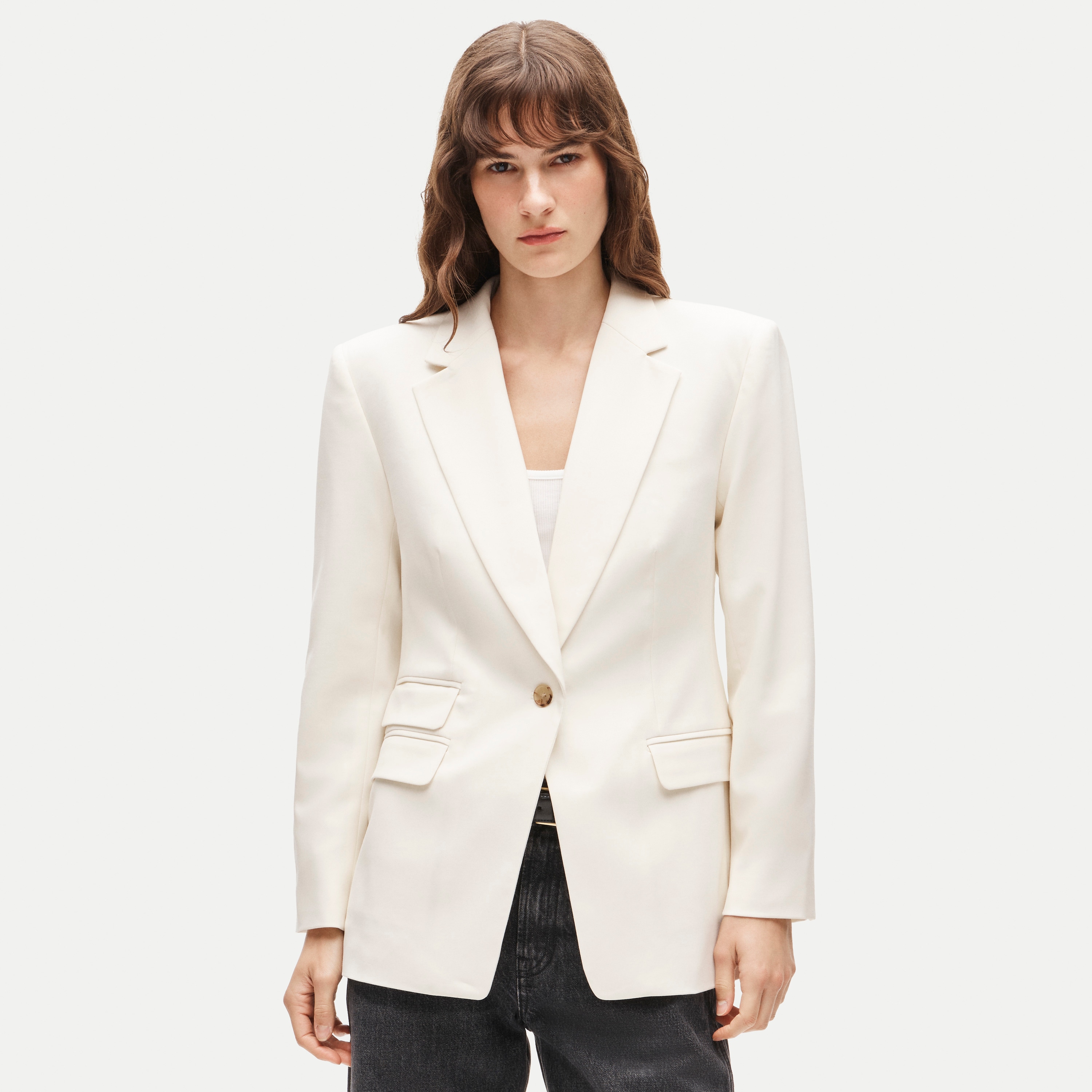 Single-button blazer in wool blend