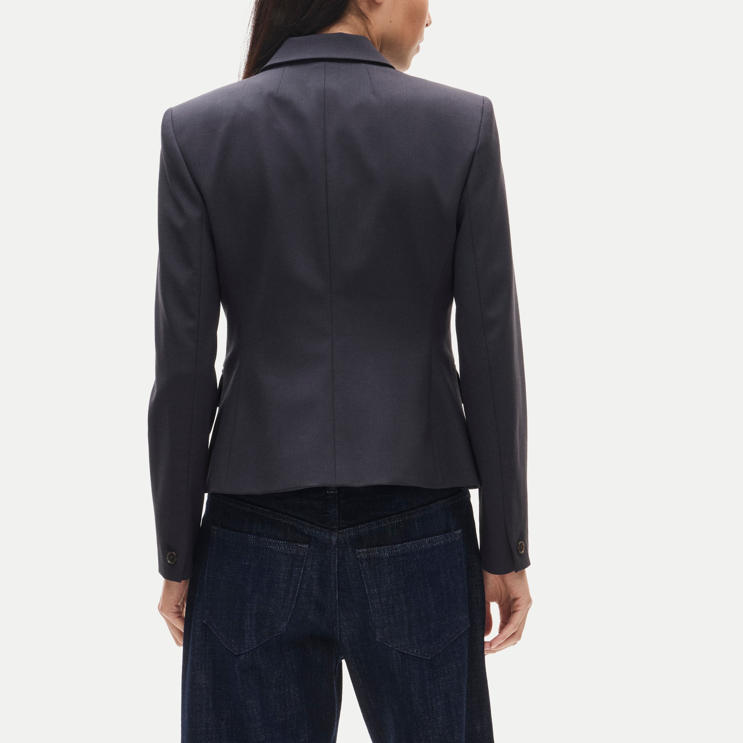 High-button blazer in lightspun wool blend