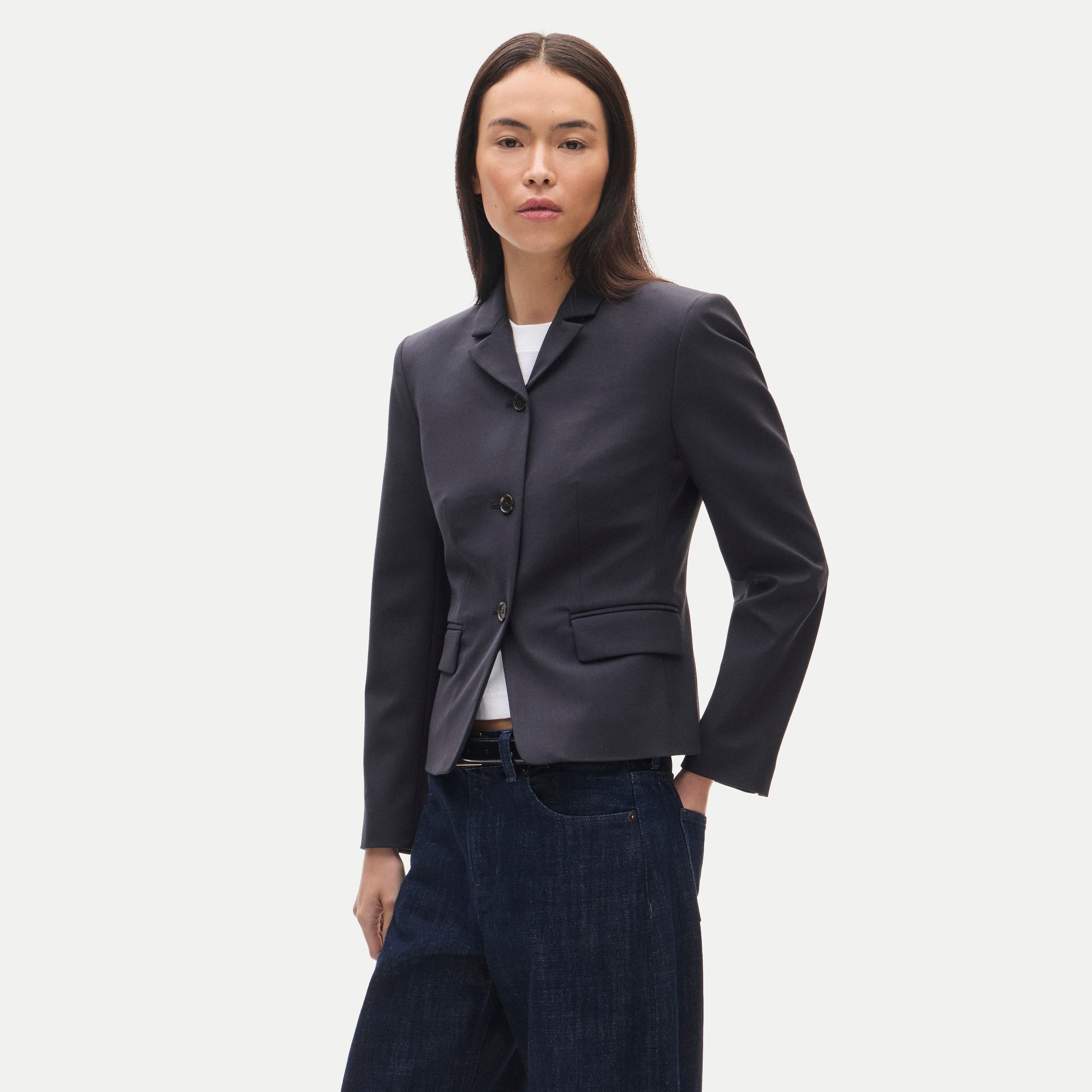 High-button blazer in wool blend