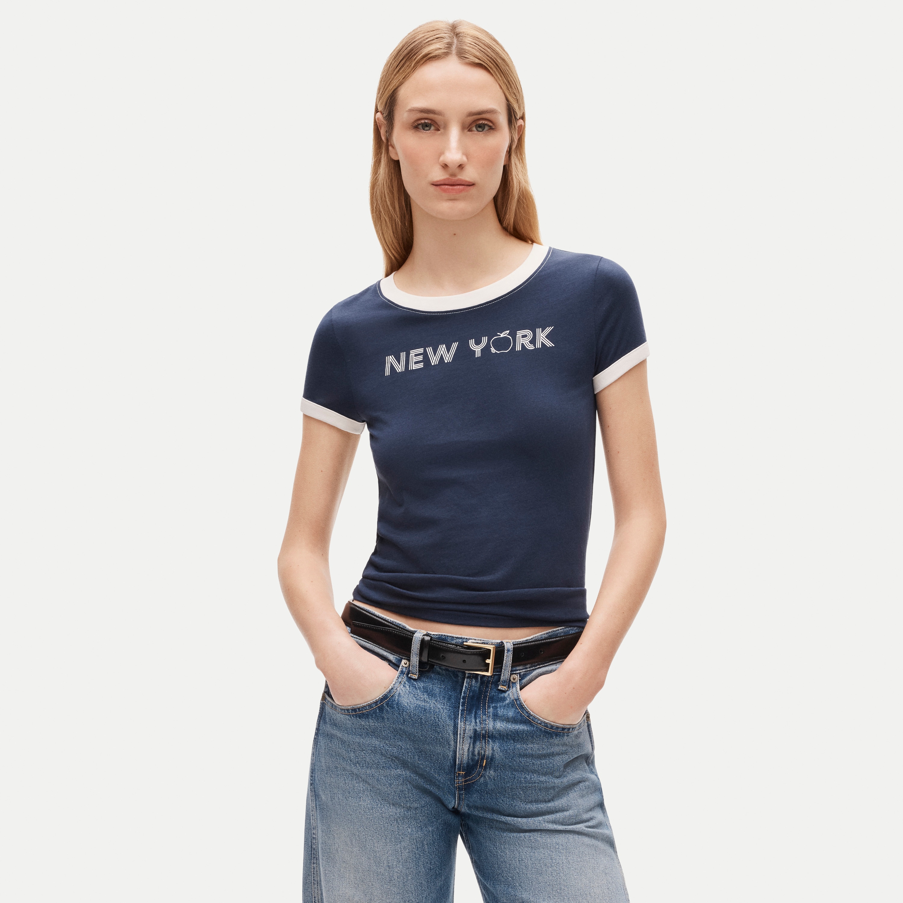 Vintage jersey "New York" graphic ringer T-shirt