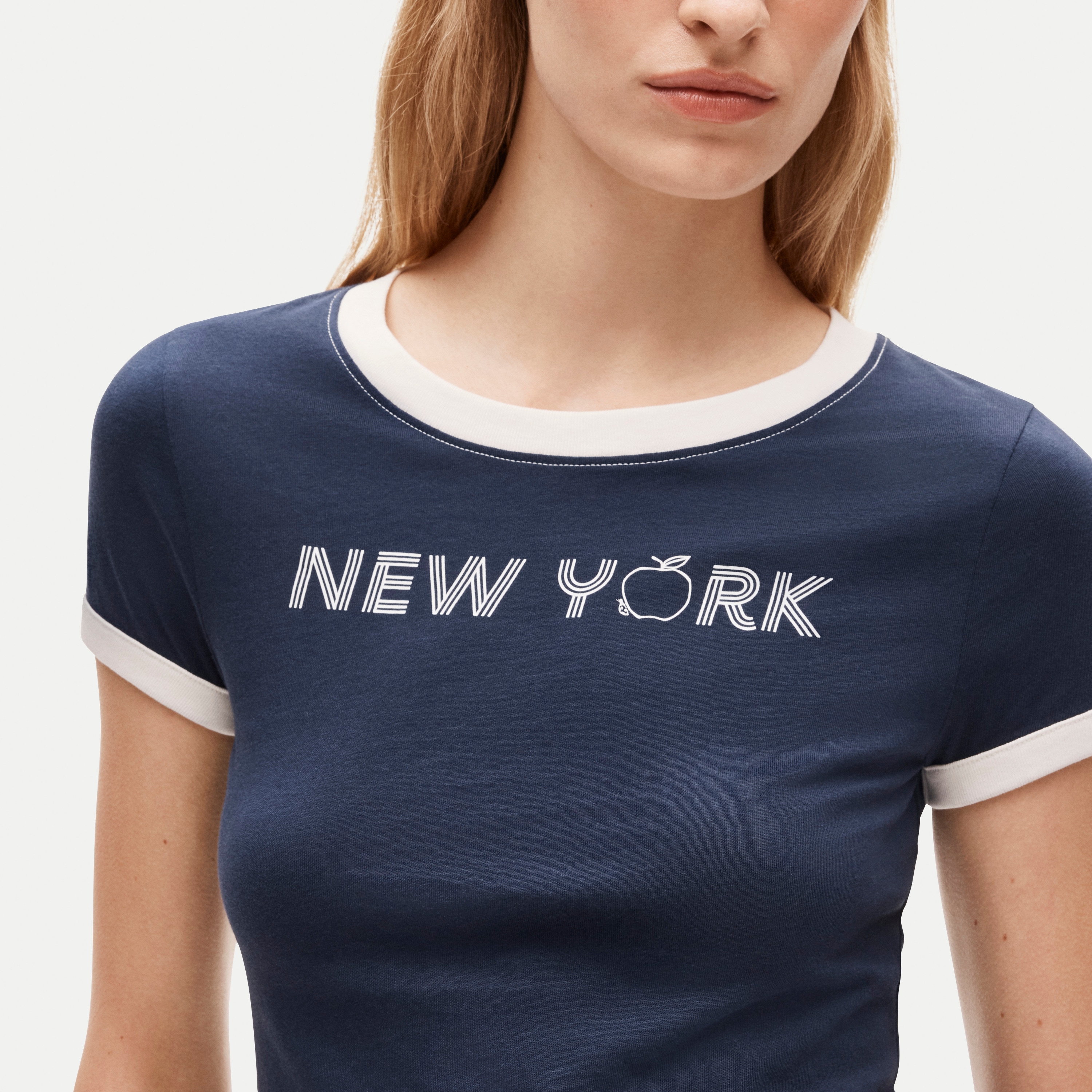 Vintage jersey "New York" graphic ringer T-shirt