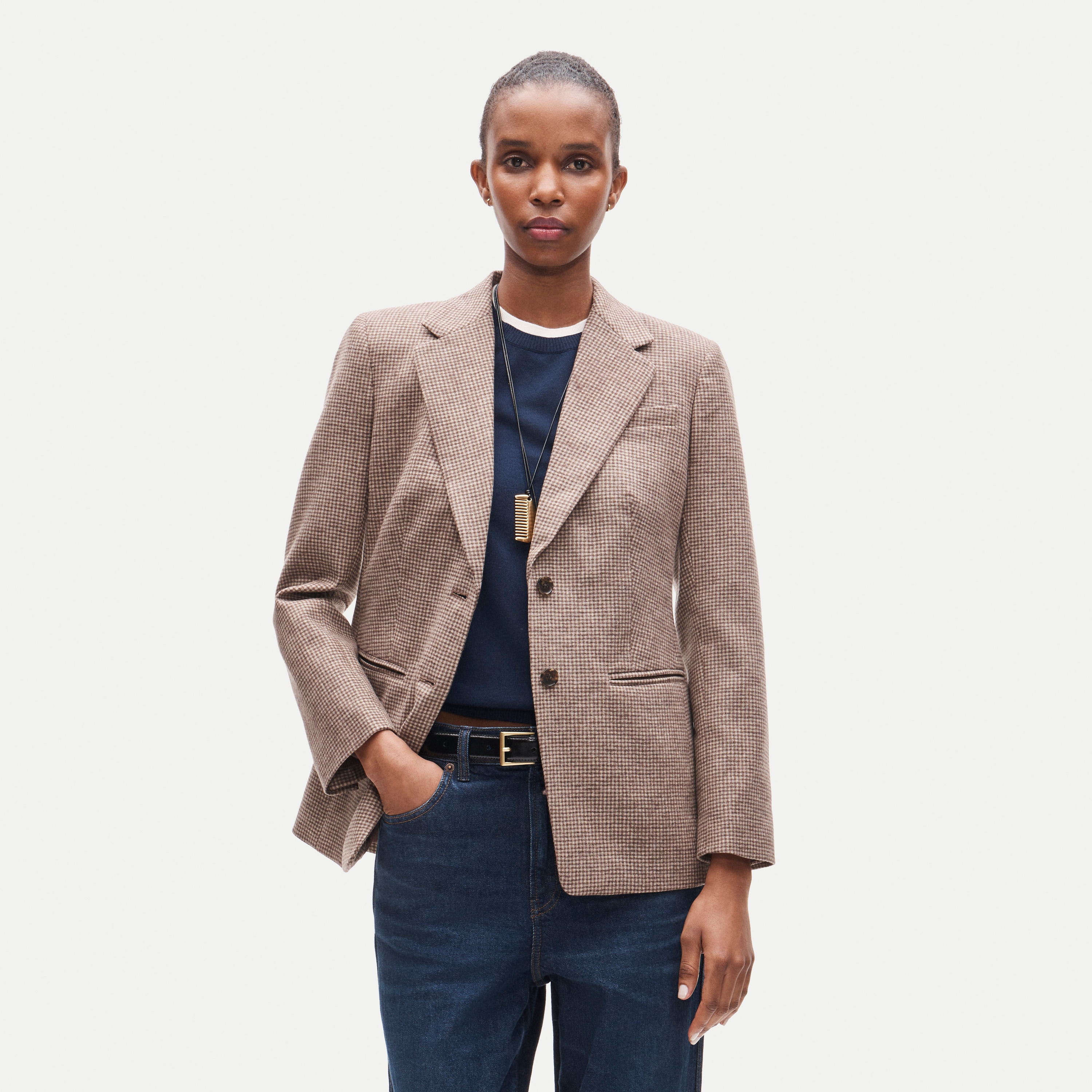 Margeaux blazer in plaid wool-blend flannel