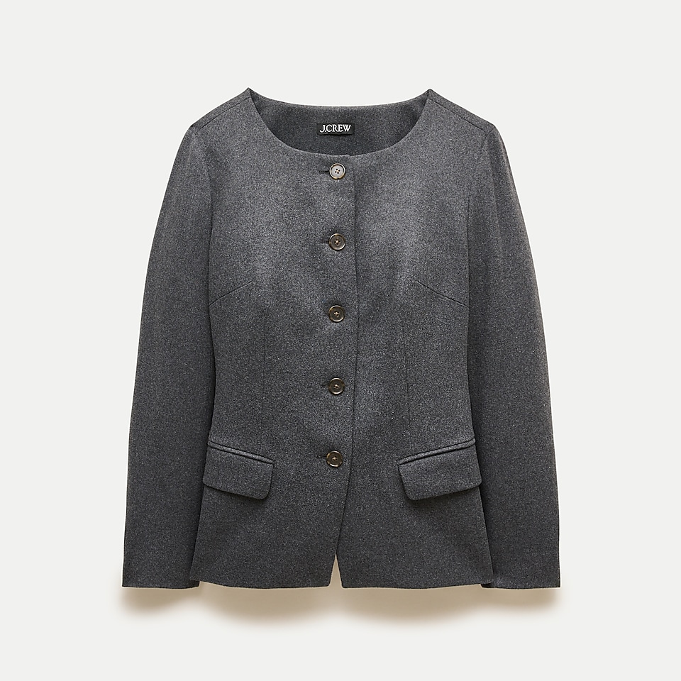 Collarless Jacket In Italian Tweed For Women | J.Crew
