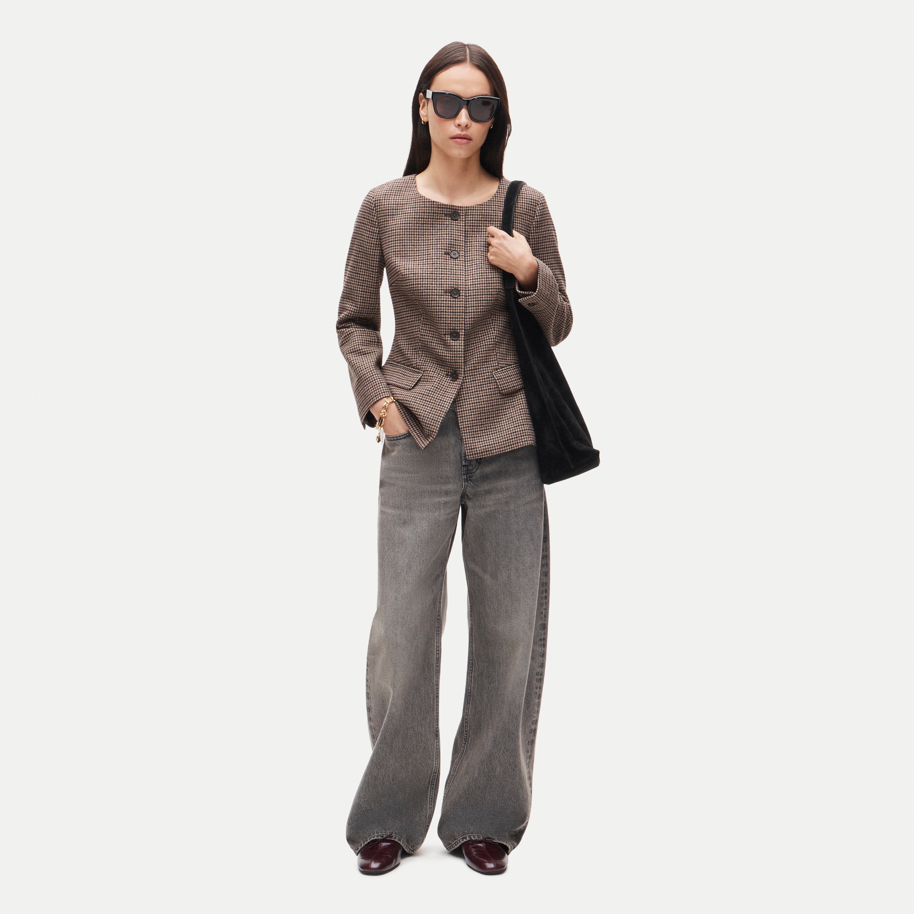 Lady jacket in plaid wool blend