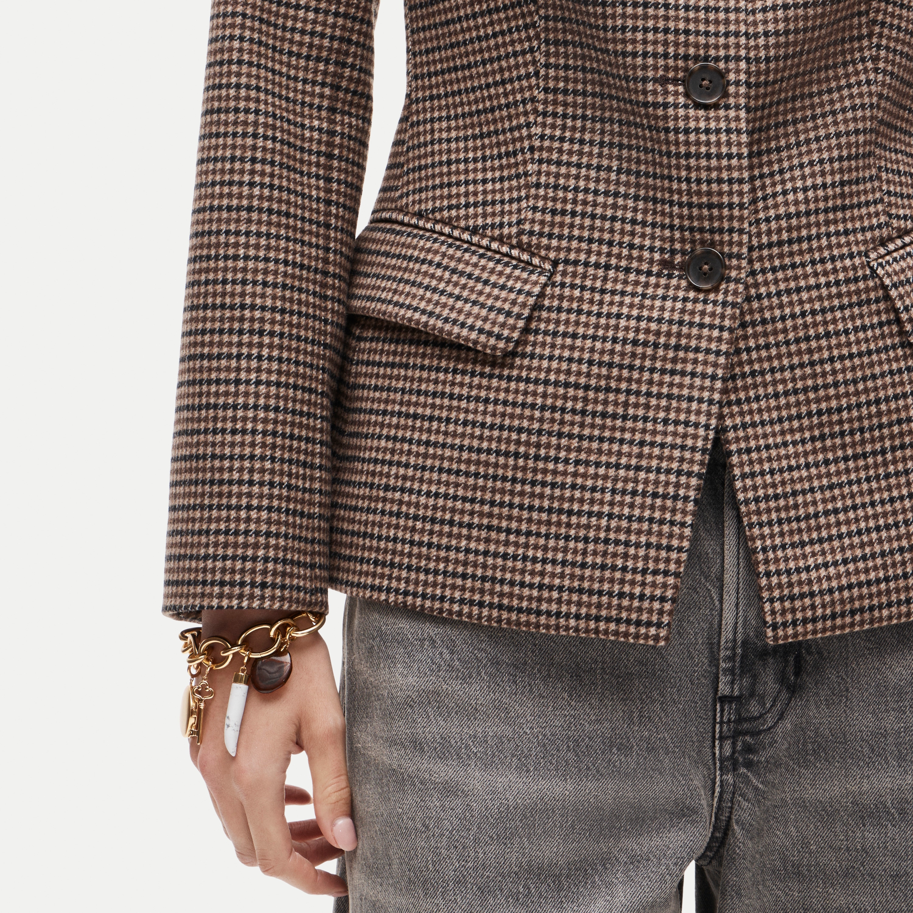 Lady jacket in plaid wool blend