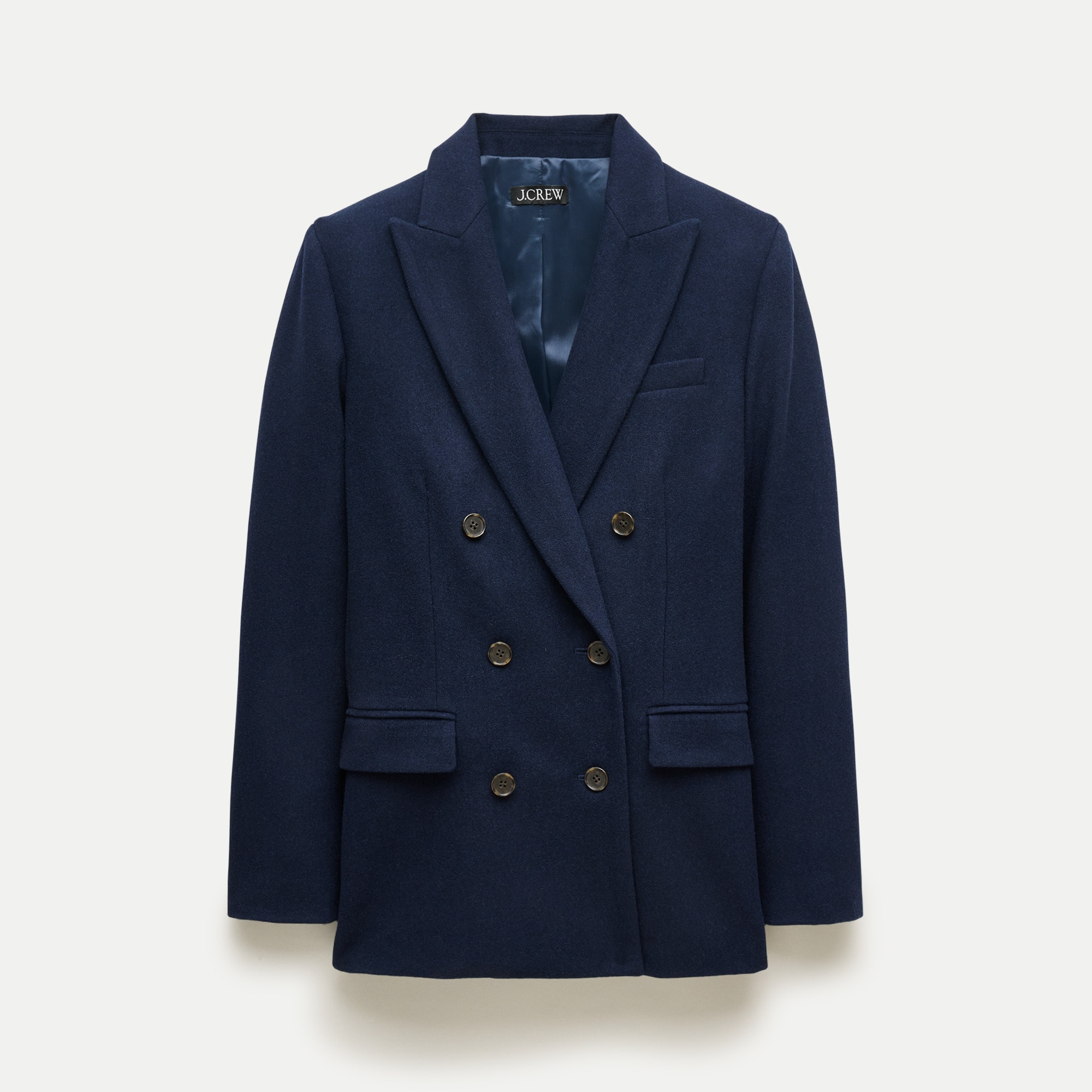 Slim-fit double-breasted blazer in wool-blend flannel