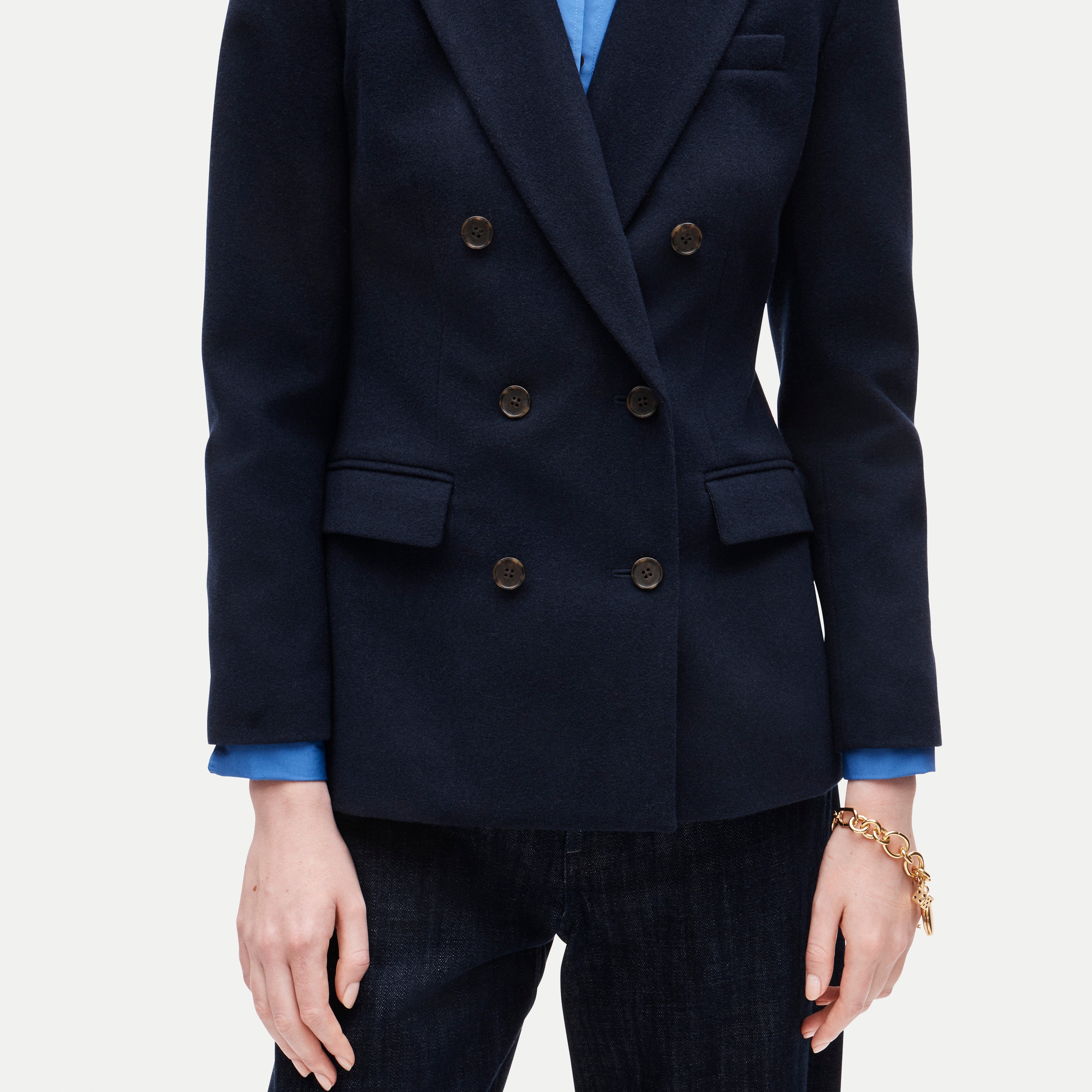 Slim-fit double-breasted blazer in wool-blend flannel