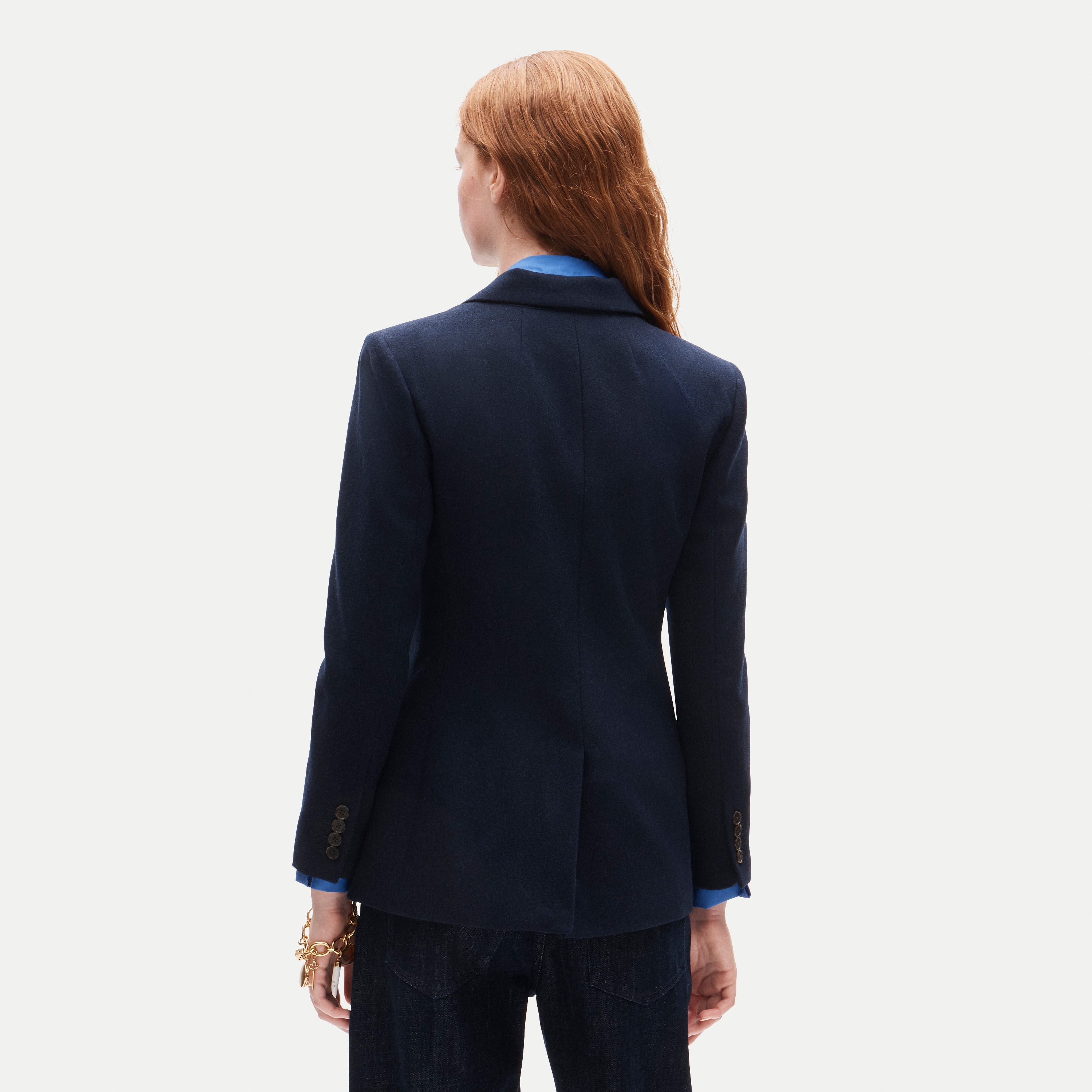 Slim-fit double-breasted blazer in wool-blend flannel
