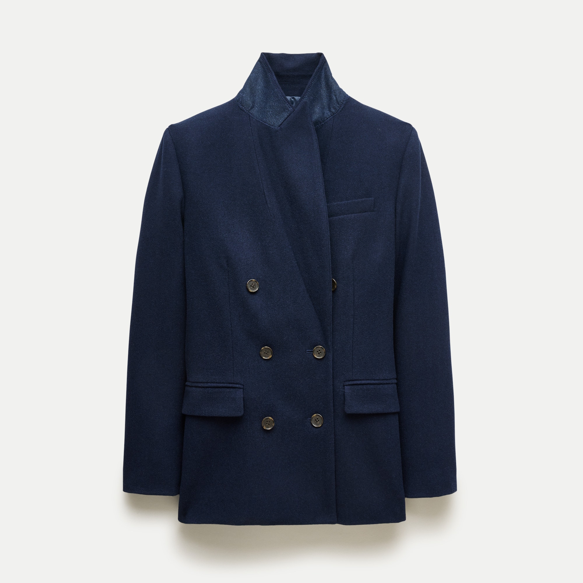 Slim-fit double-breasted blazer in wool-blend flannel