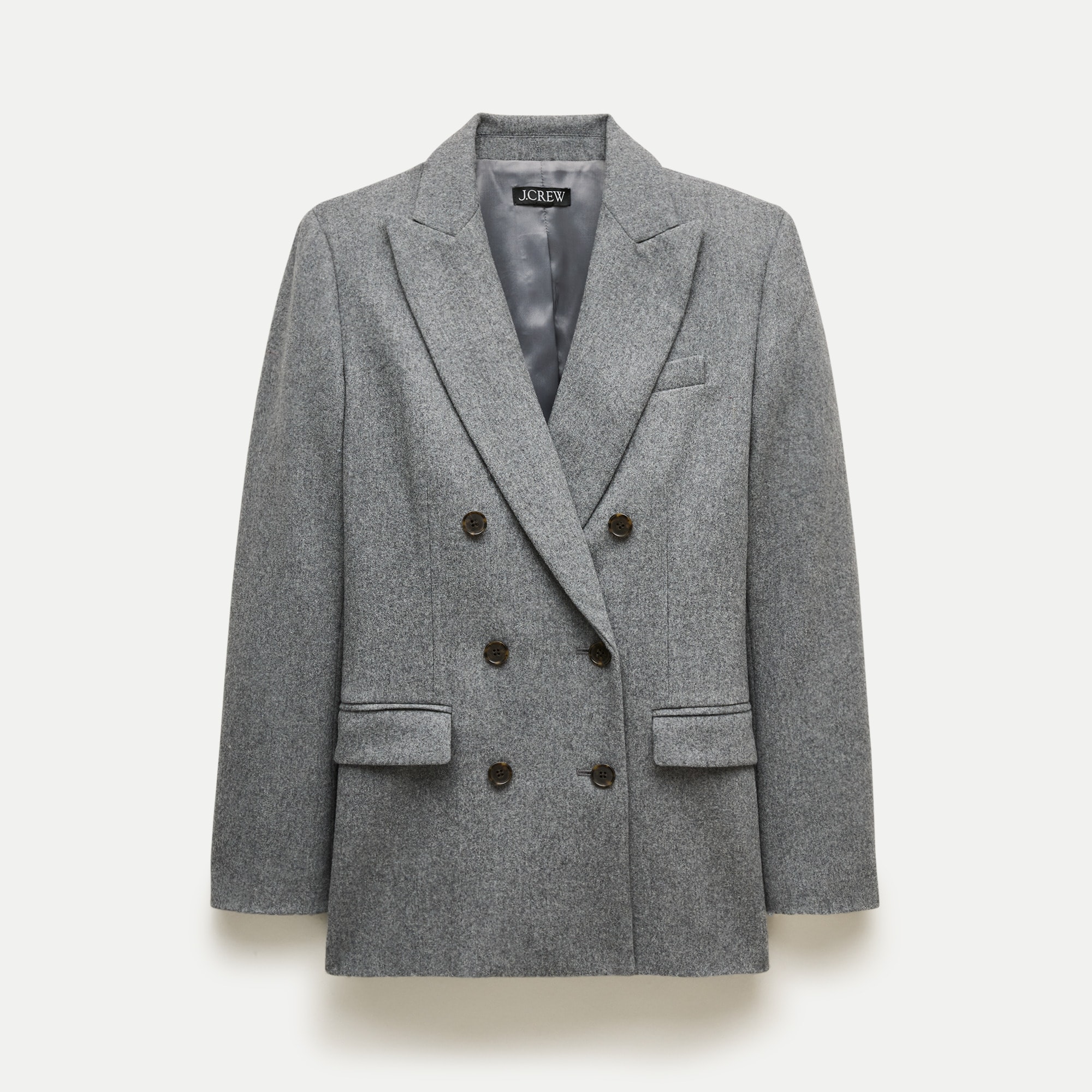 Slim-fit double-breasted blazer in wool-blend flannel