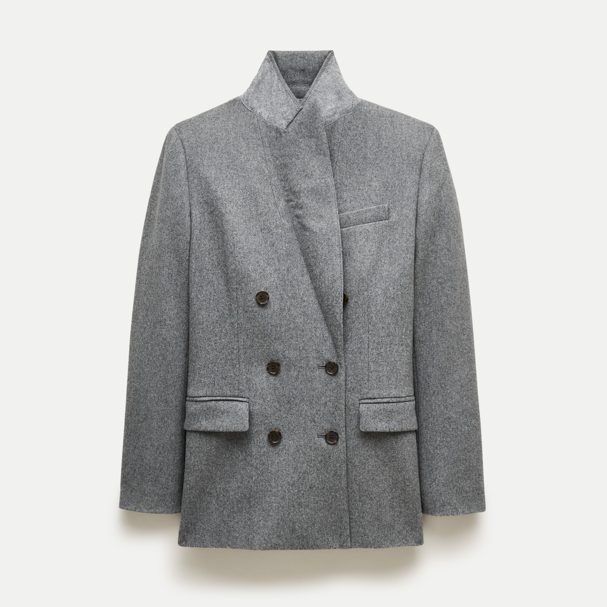 Slim-fit double-breasted blazer in wool-blend flannel