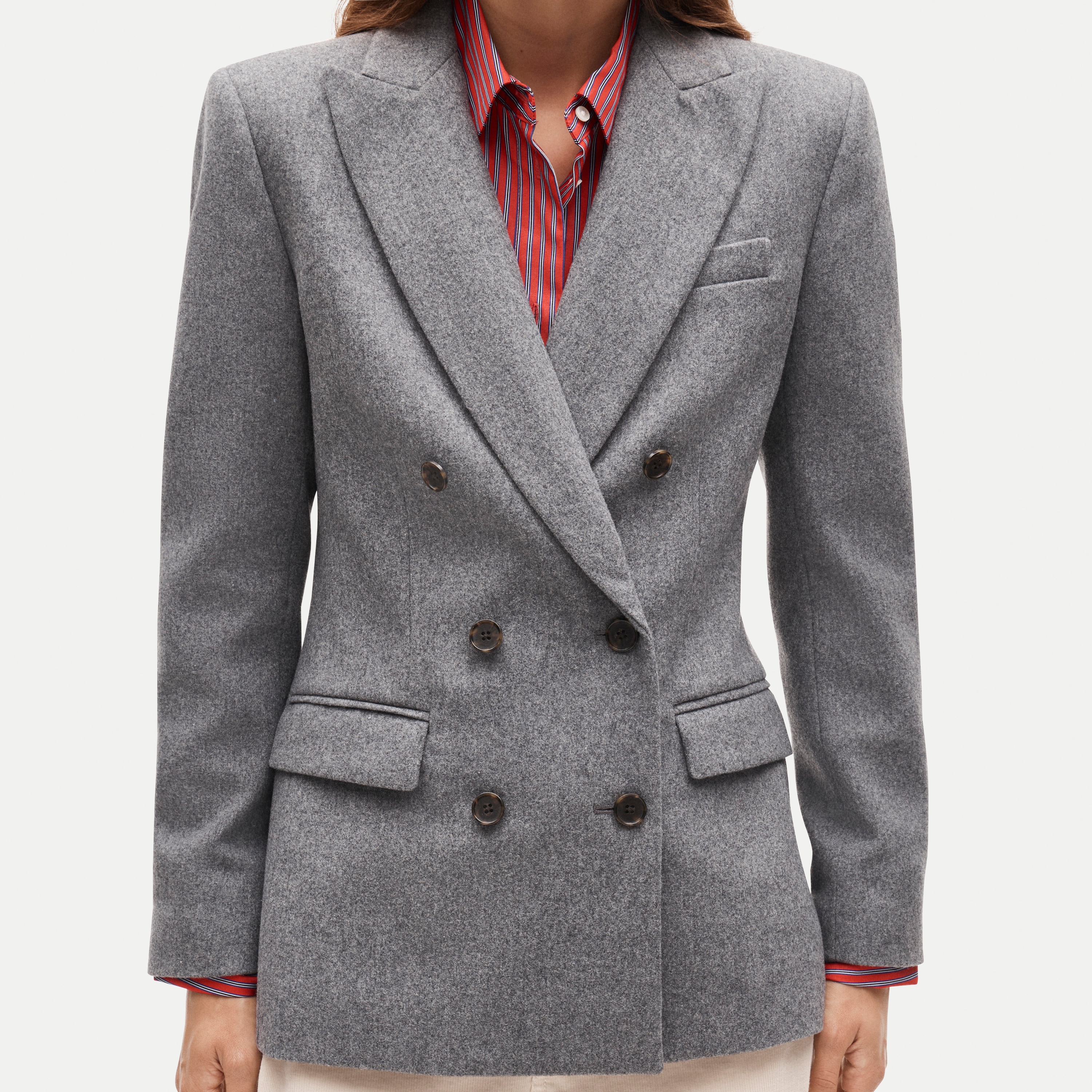 Slim-fit double-breasted blazer in wool-blend flannel
