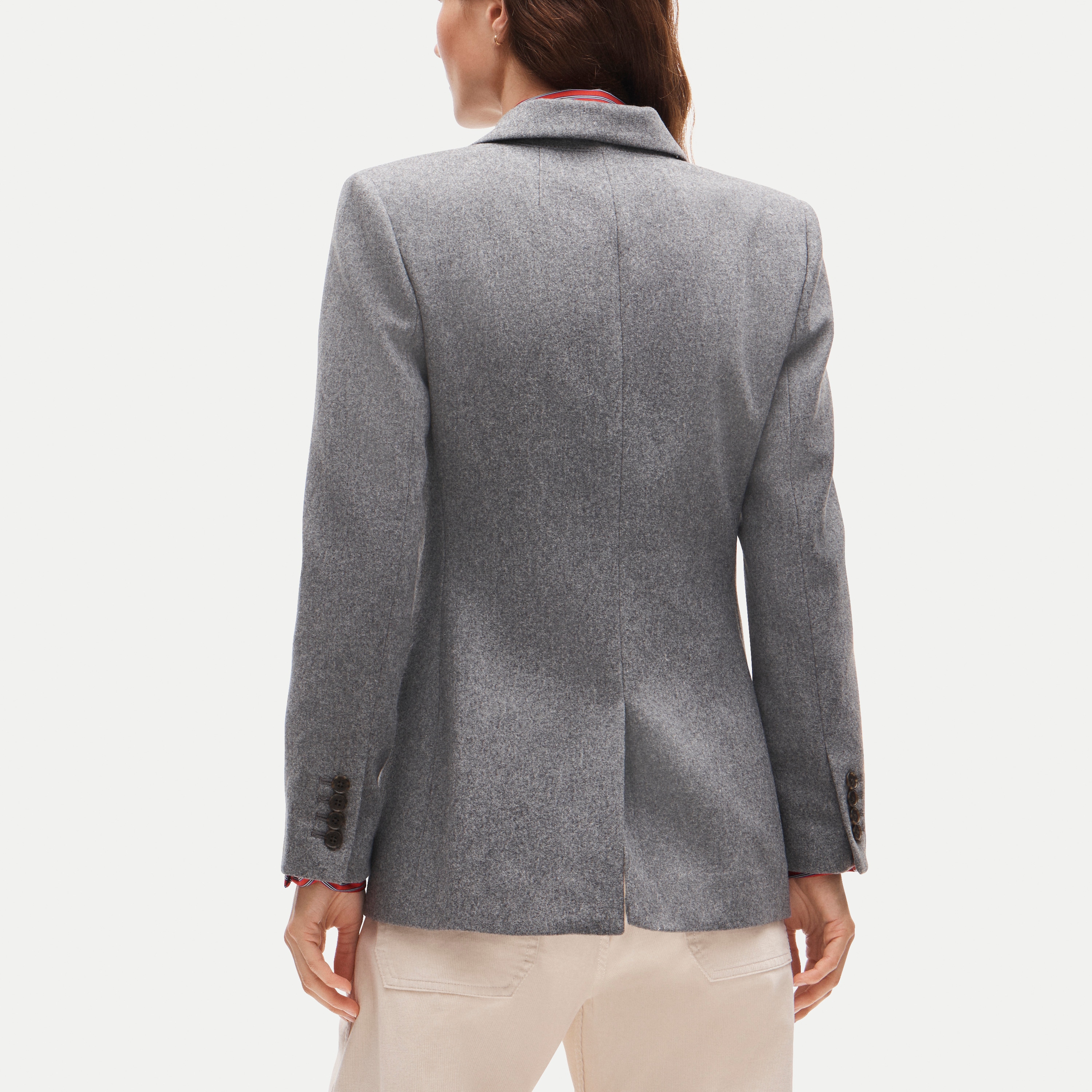 Slim-fit double-breasted blazer in wool-blend flannel