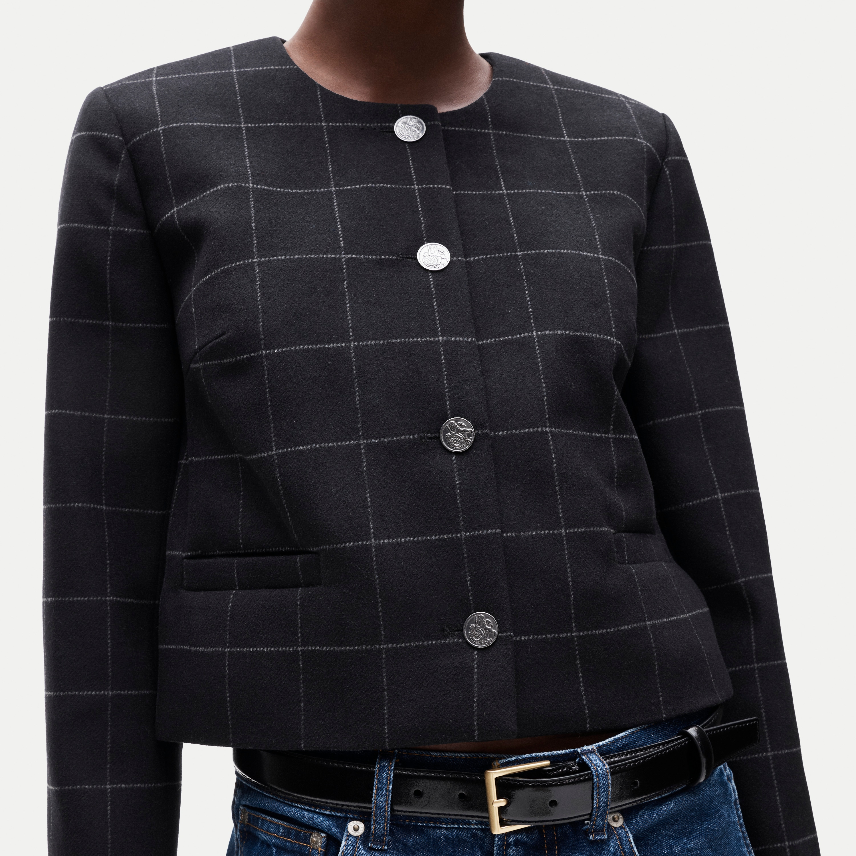 Lady jacket in windowpane wool blend
