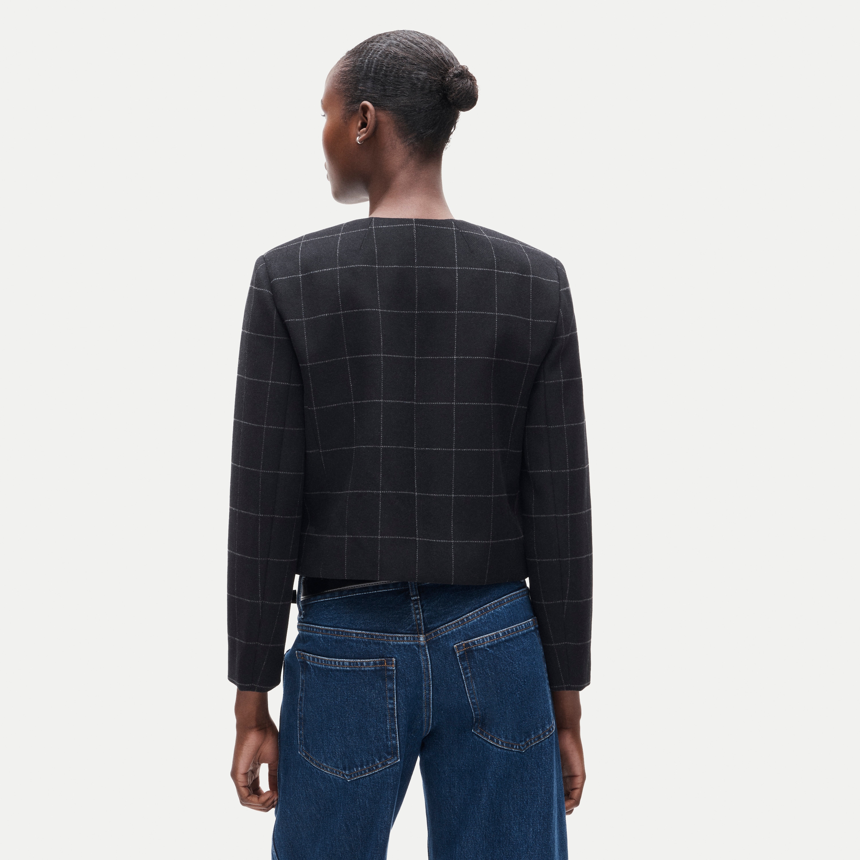 Lady jacket in windowpane wool blend