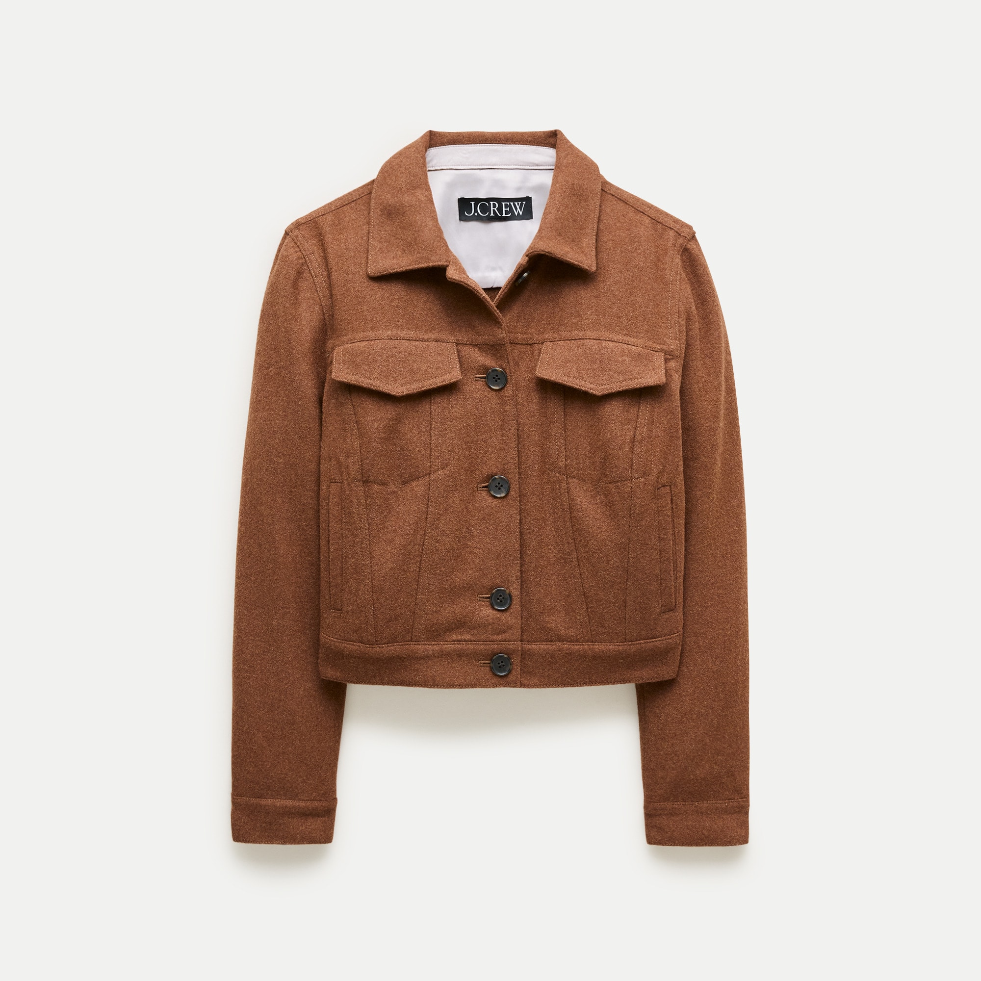 Cropped jacket in wool-blend flannel