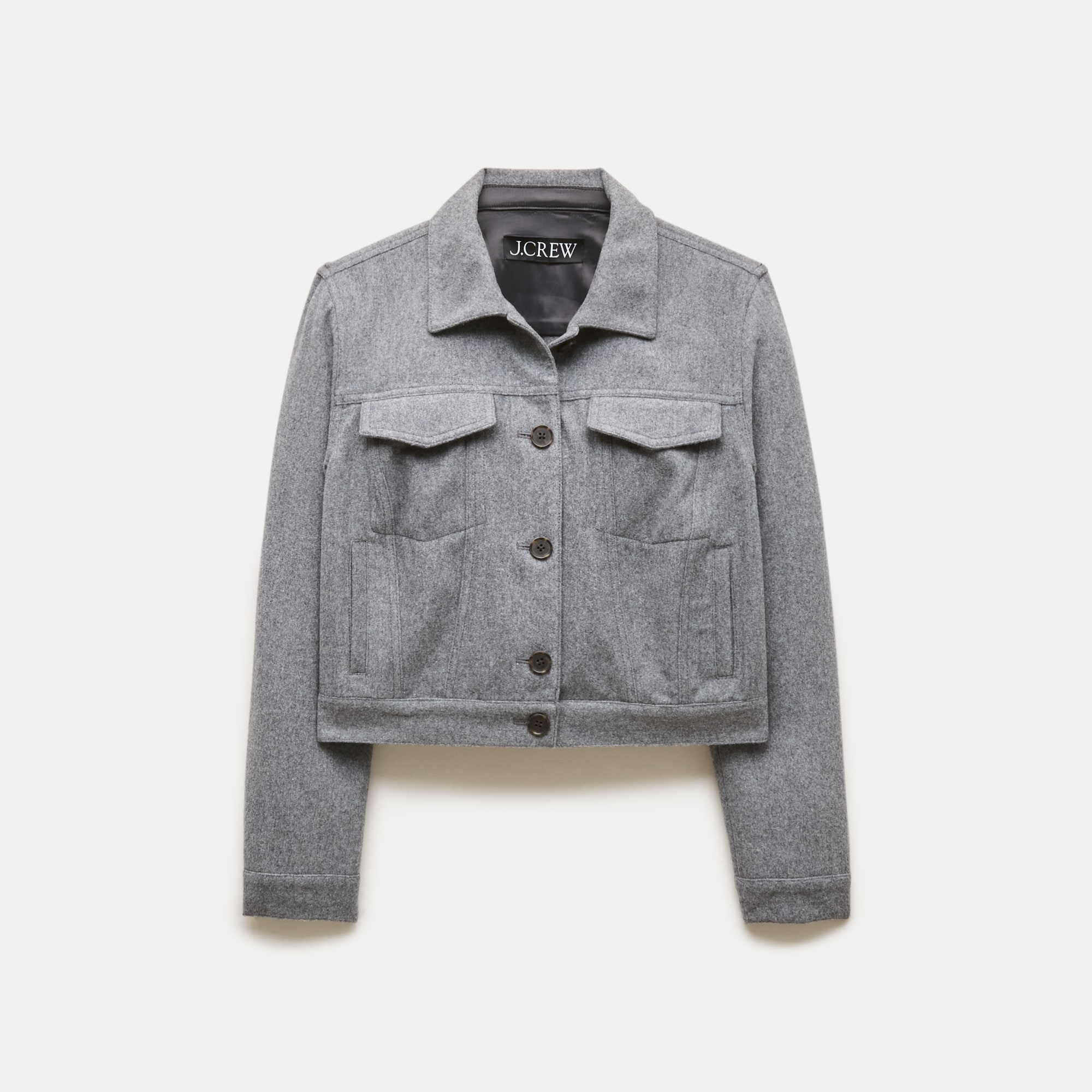 Cropped jacket in wool-blend flannel