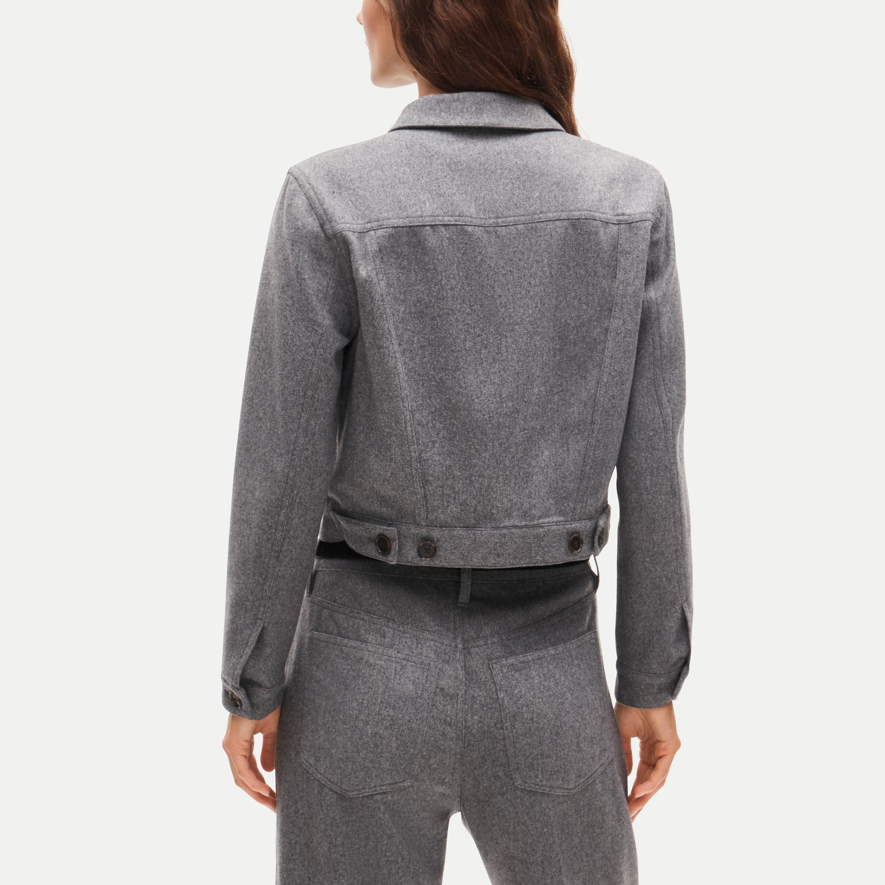 Cropped jacket in wool-blend flannel