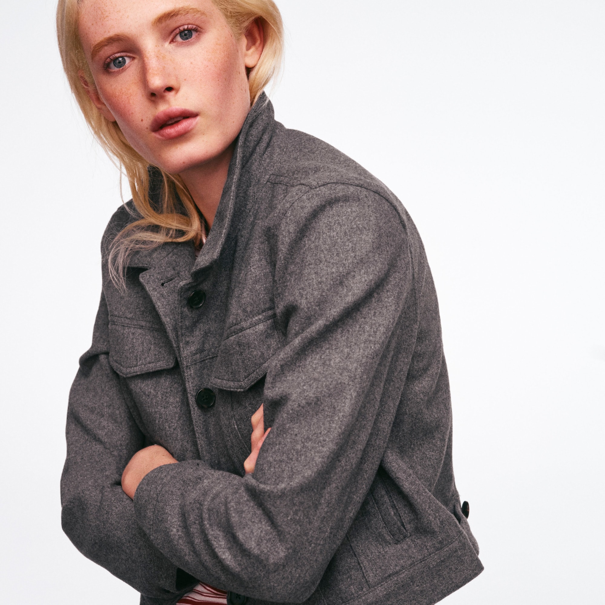 Cropped Jacket In Wool-blend Flannel For Women | J.Crew