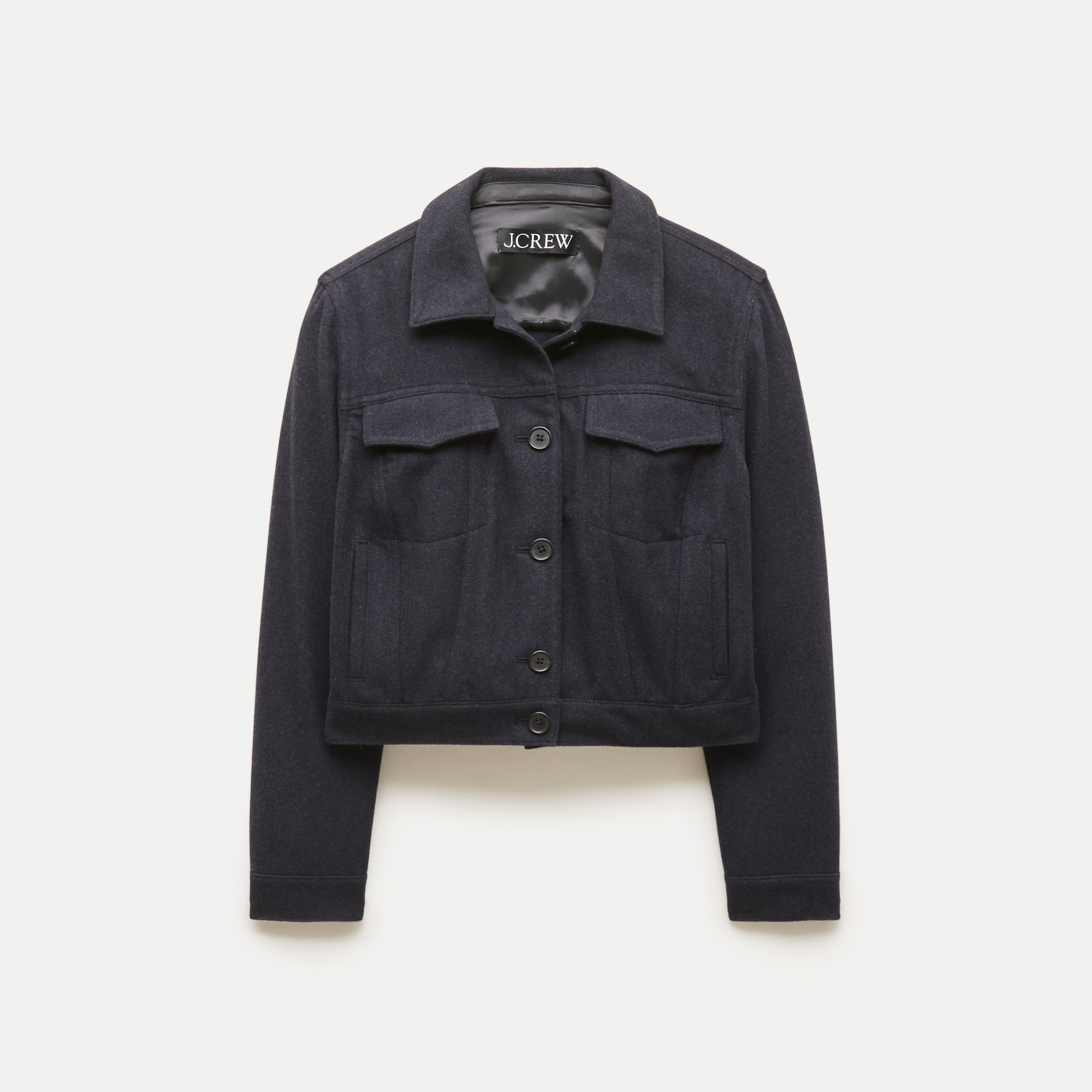 Cropped jacket in wool-blend flannel