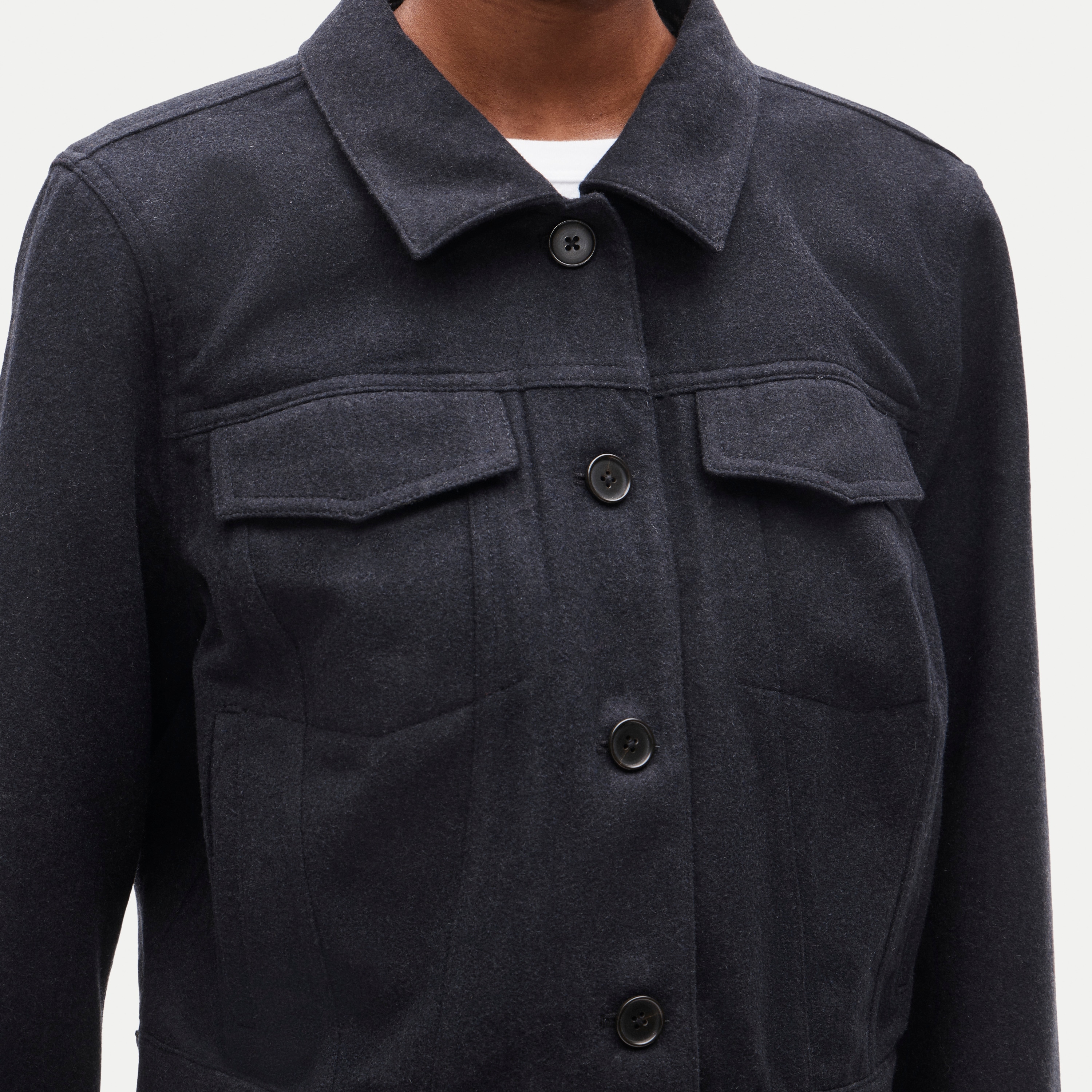 Cropped jacket in wool-blend flannel
