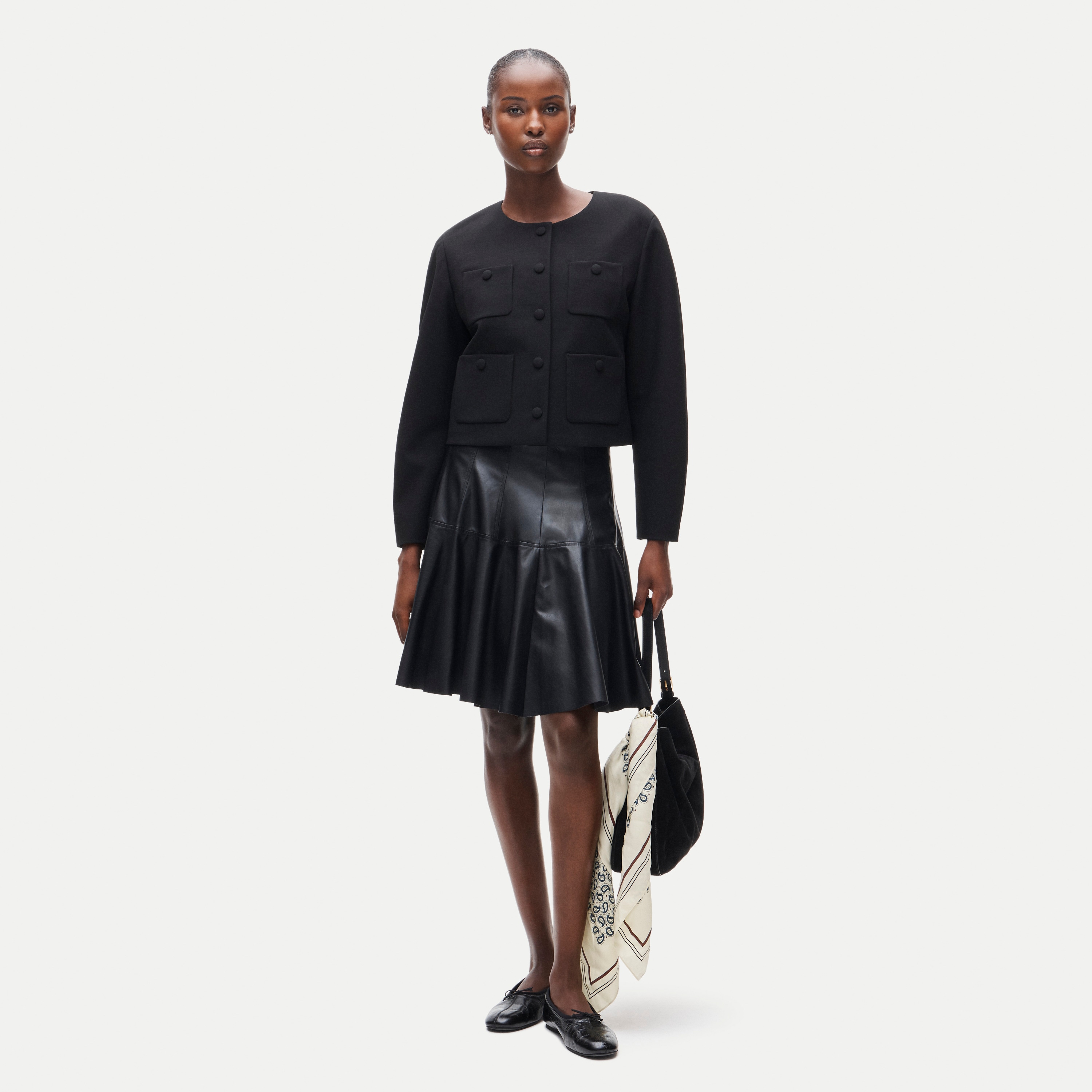 Drop-shoulder lady jacket in four-season stretch