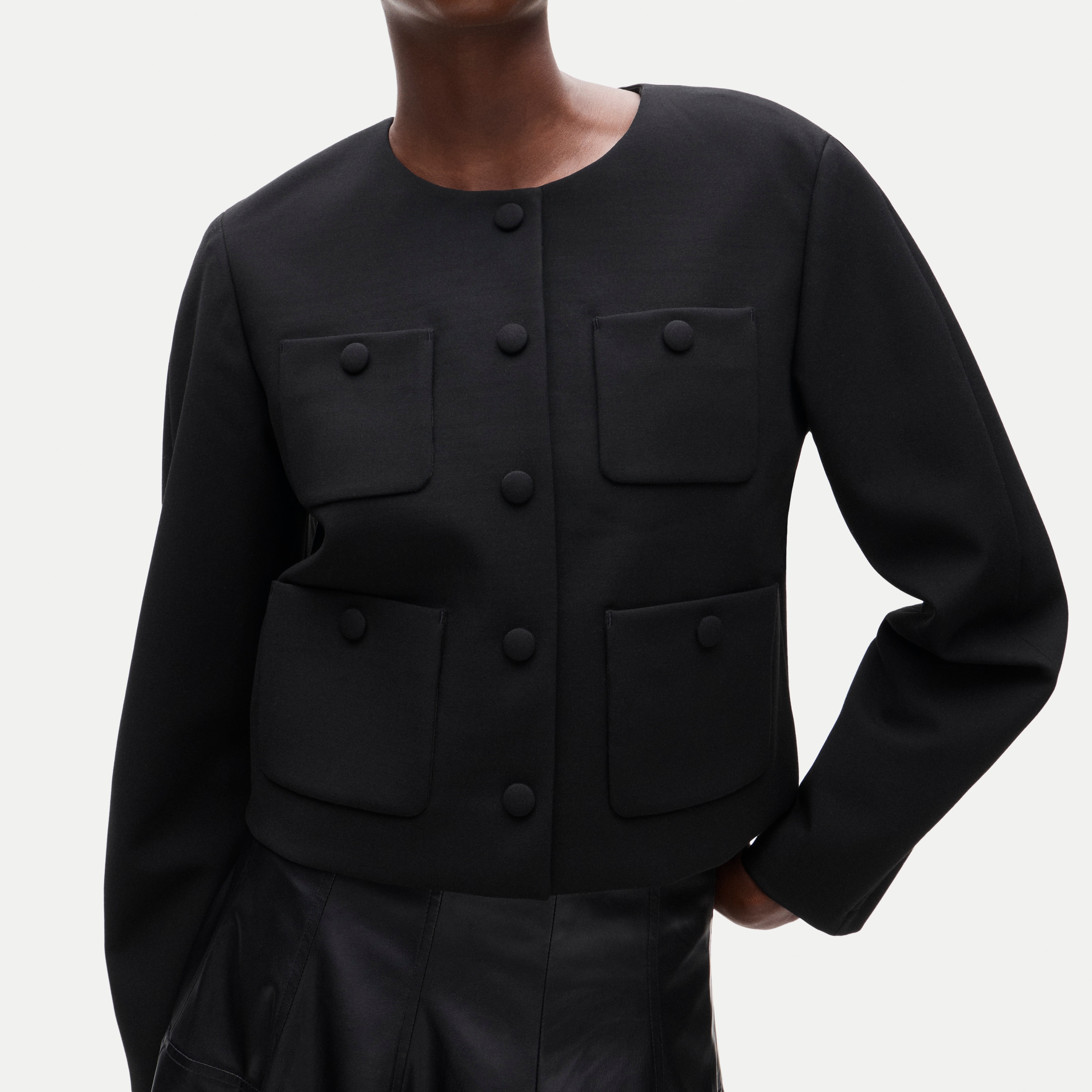 Drop-shoulder lady jacket in four-season stretch