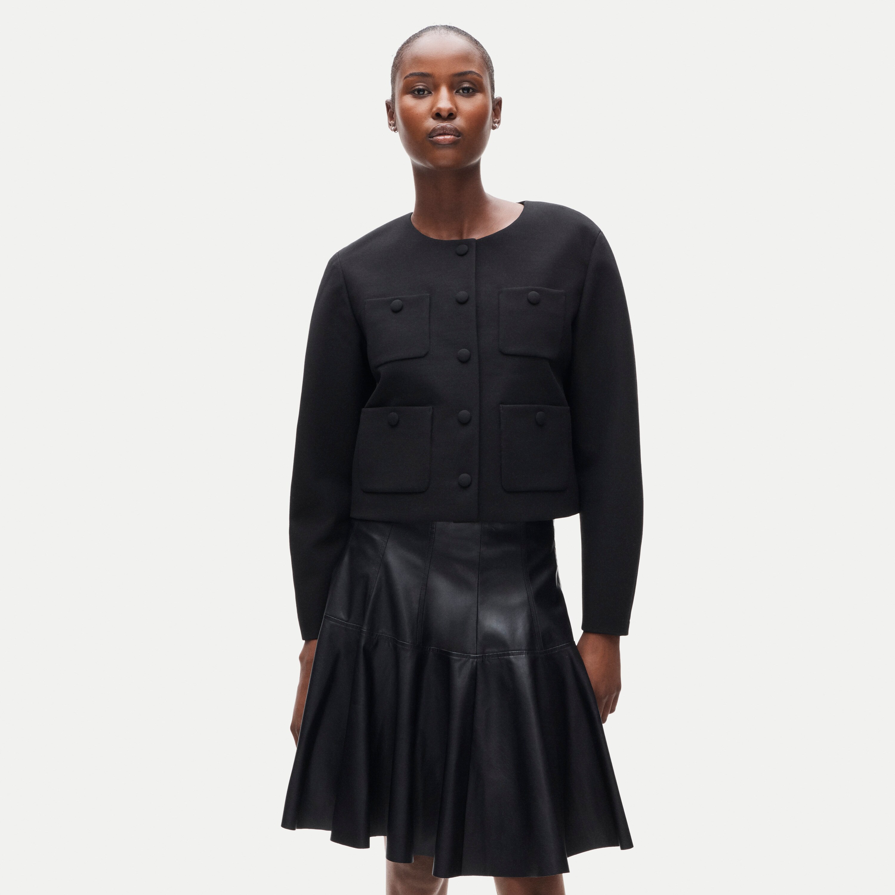 Drop-shoulder lady jacket in four-season stretch