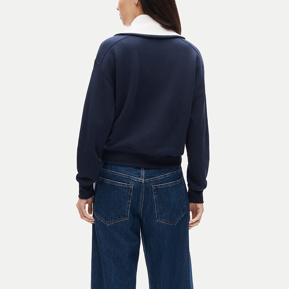Tipped V-neck Hoodie In Striped Mariner Cloth For Women | J.Crew