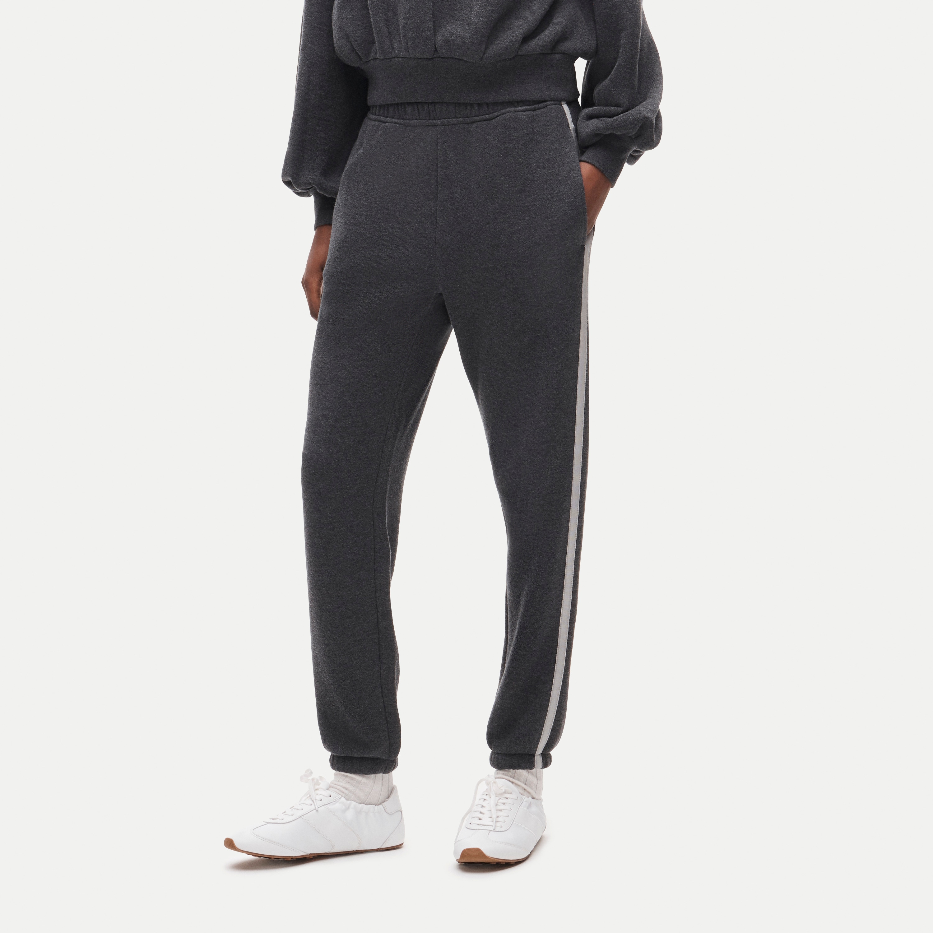 Heritage terry slim jogger pant with track stripe