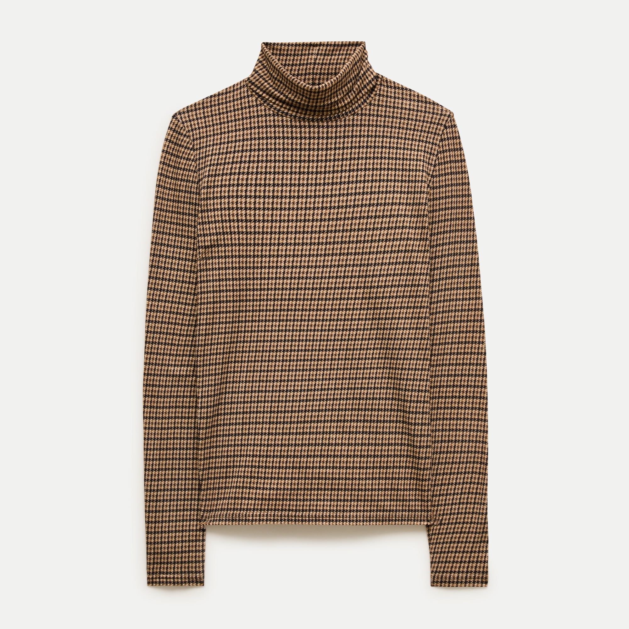 Feather jersey turtleneck in plaid