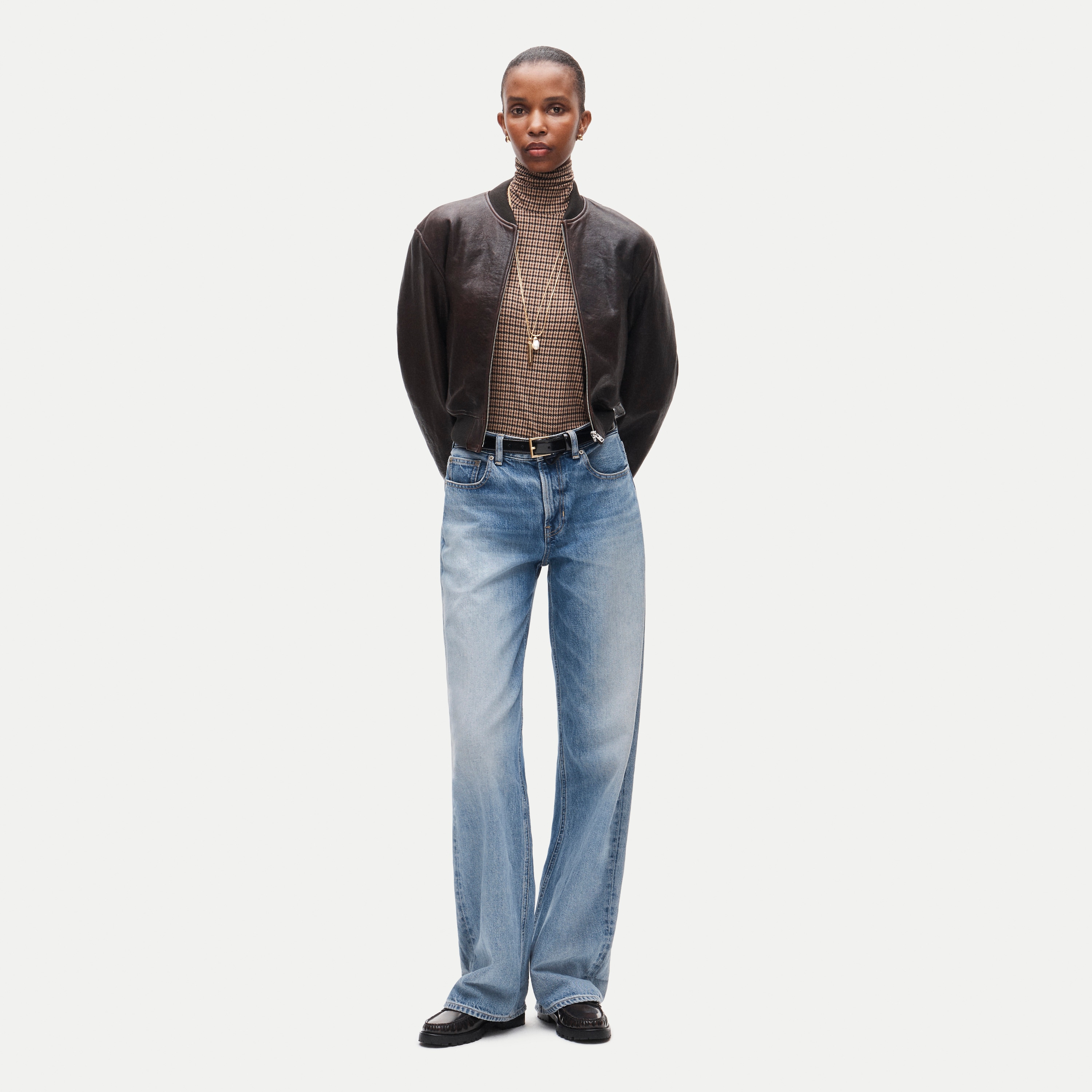 Feather jersey turtleneck in plaid - thumbnail 2