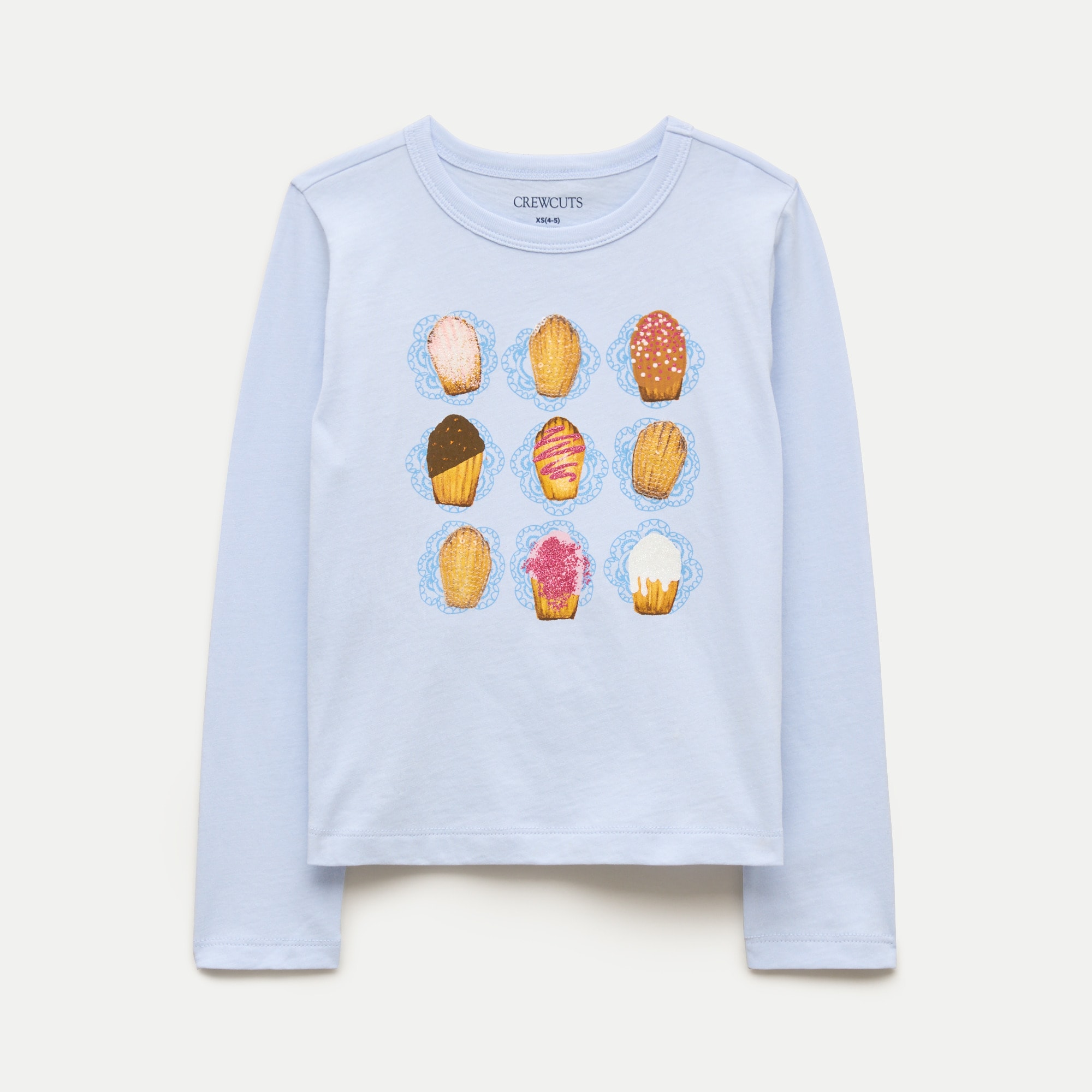 Girls' long-sleeve madeleine graphic T-shirt with sequins