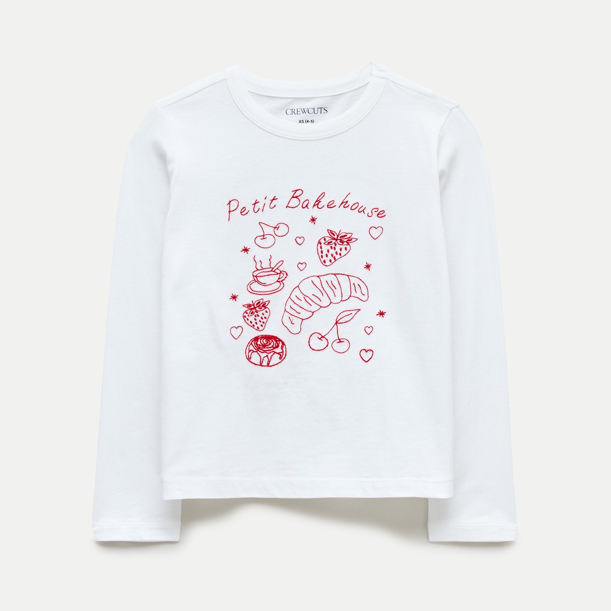 Girls' long-sleeve "Petit bakehouse" embroidered graphic T-shirt