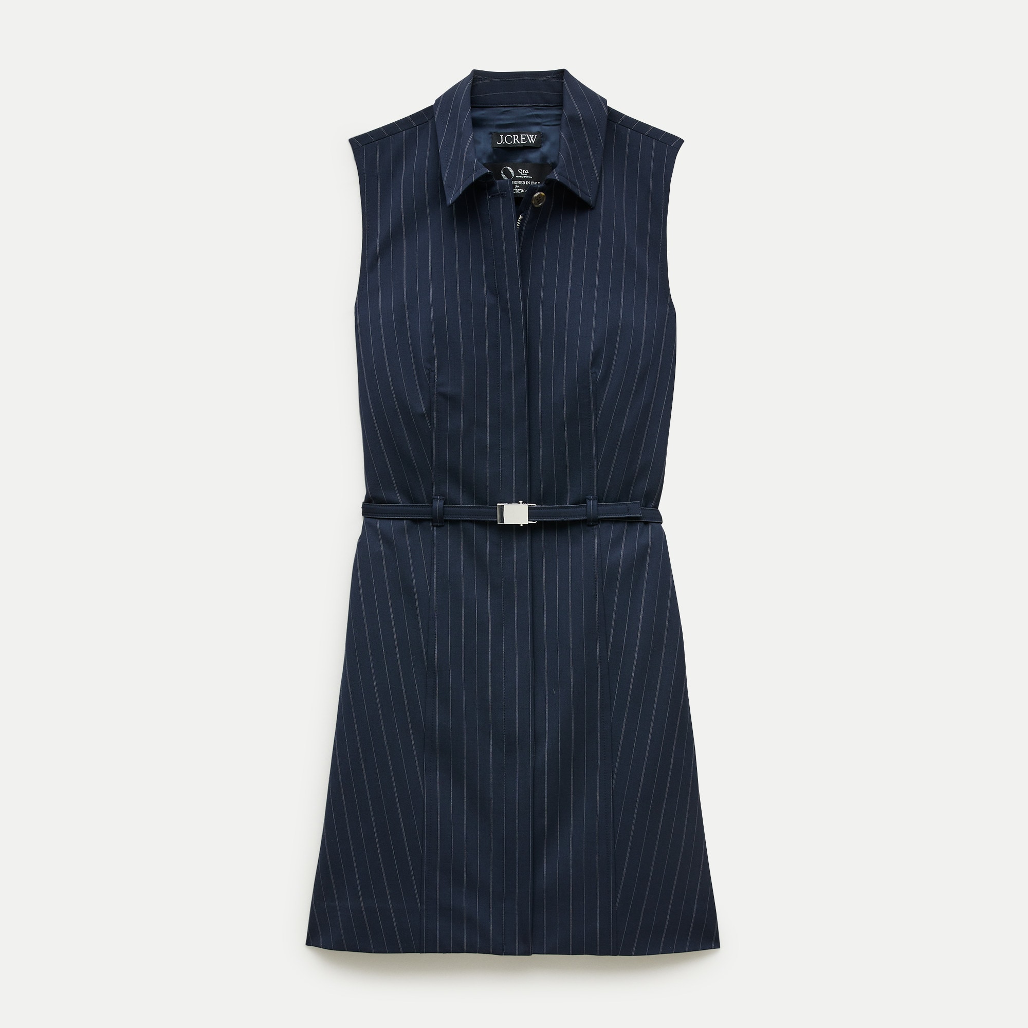 Mini dress in pinstriped lightspun wool blend