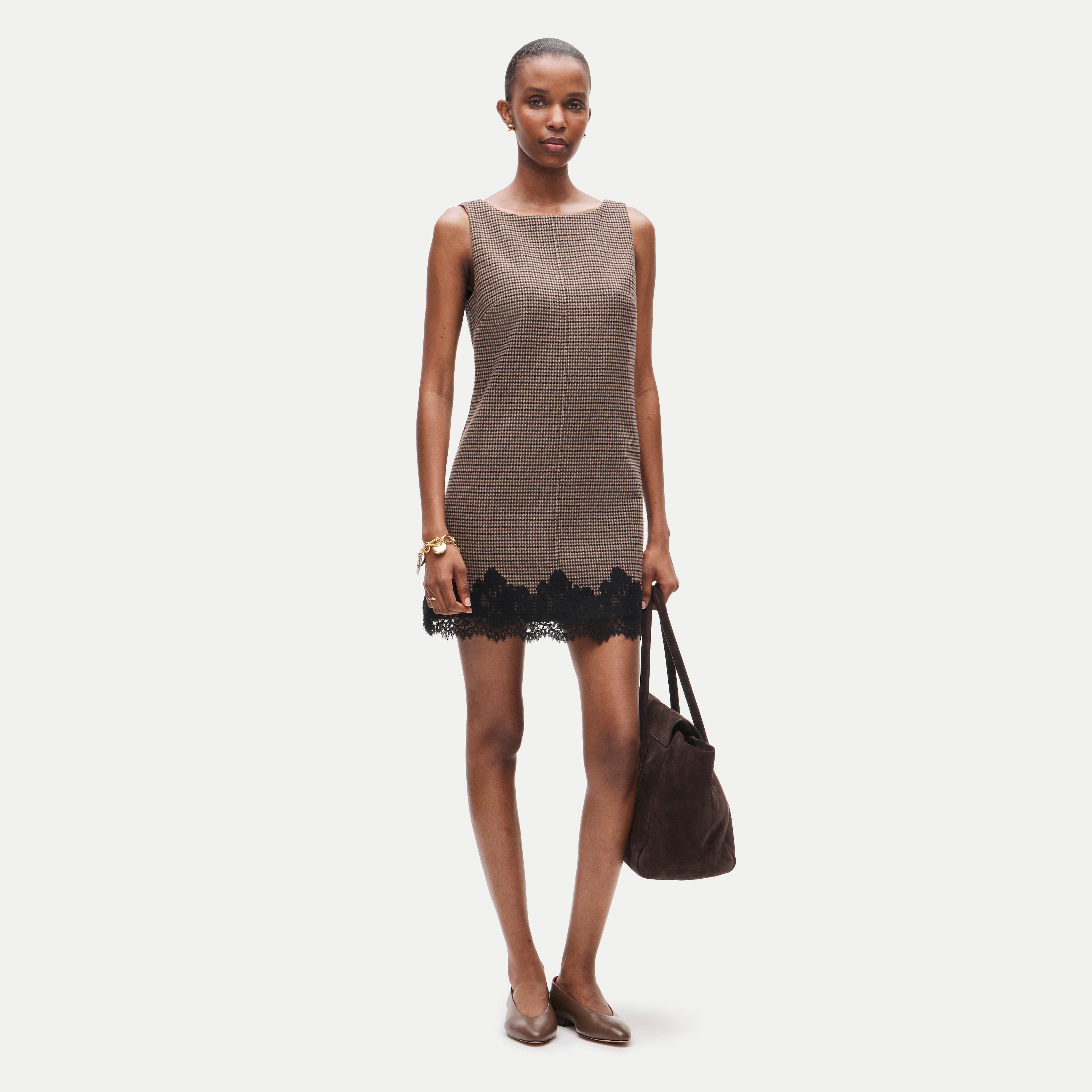 Billie dress in houndstooth wool blend