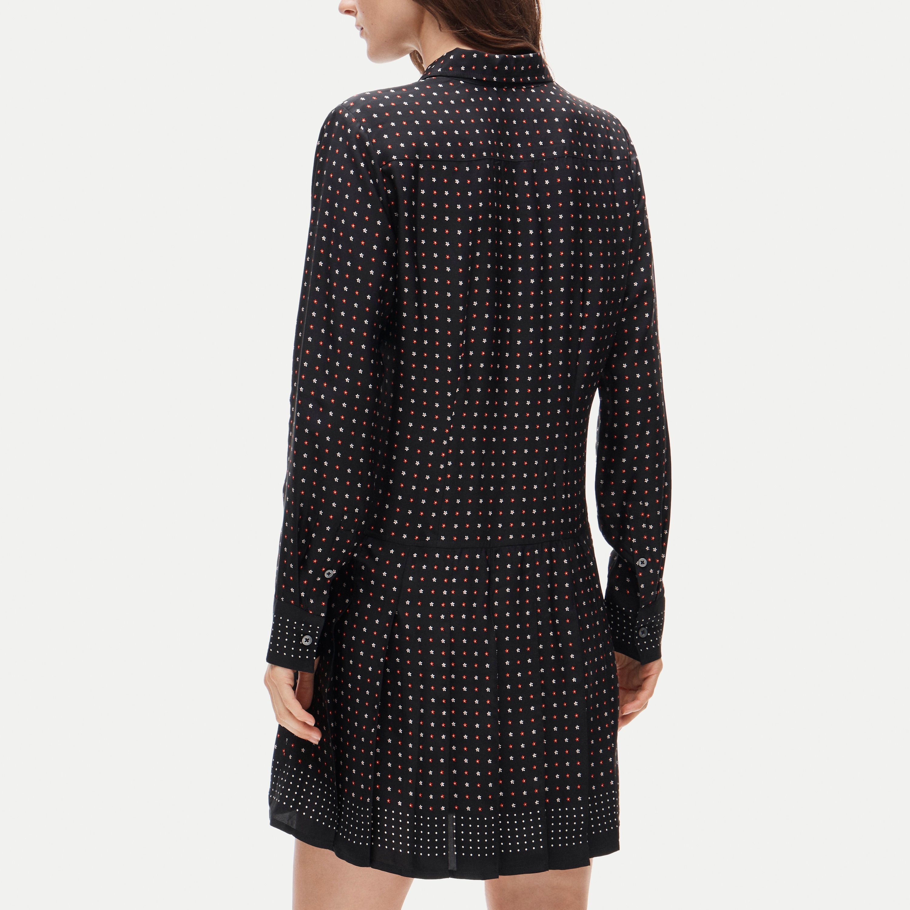Ophelia long-sleeve dress in daisy-print viscose twill