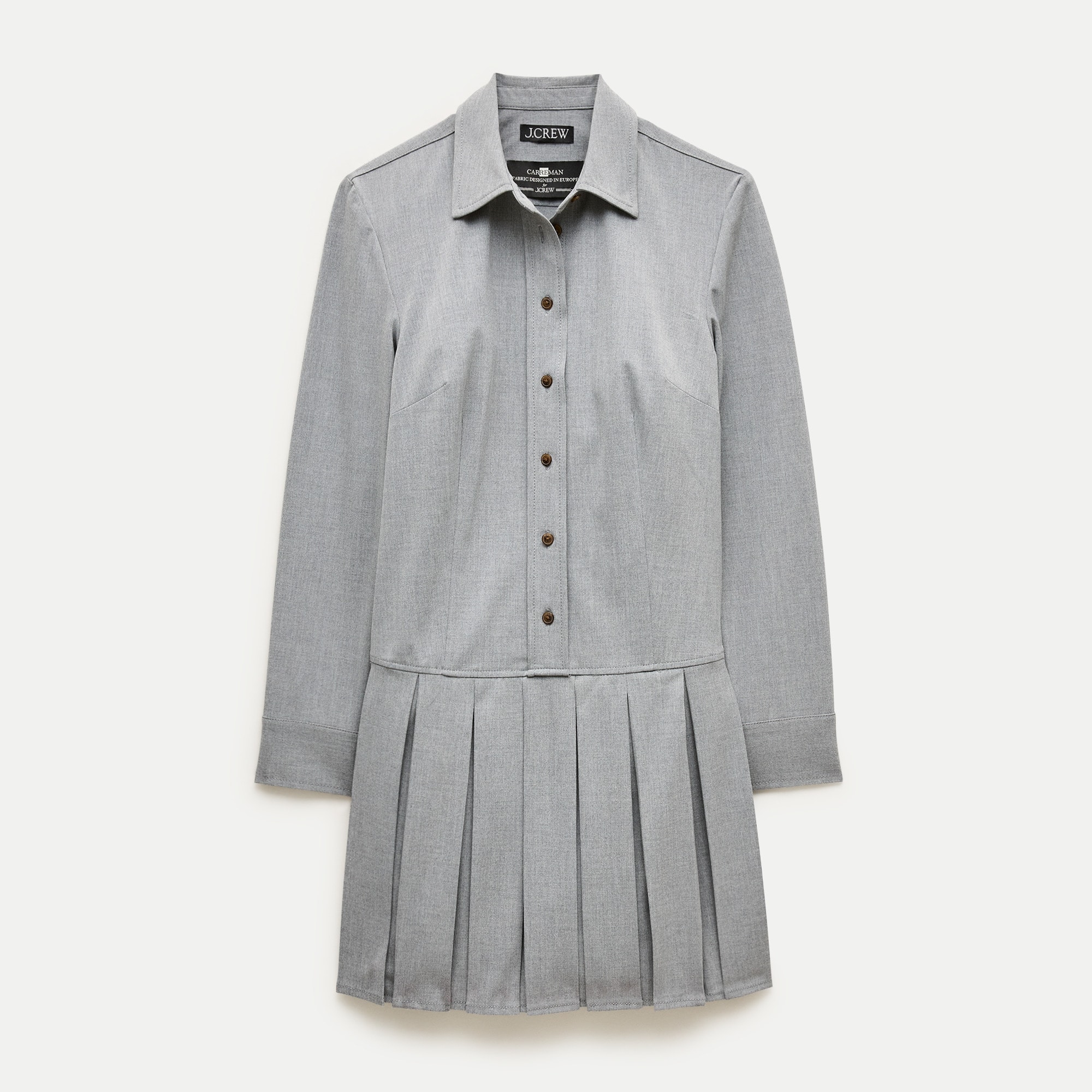 Ophelia long-sleeve shirt-dress in Gramercy suiting