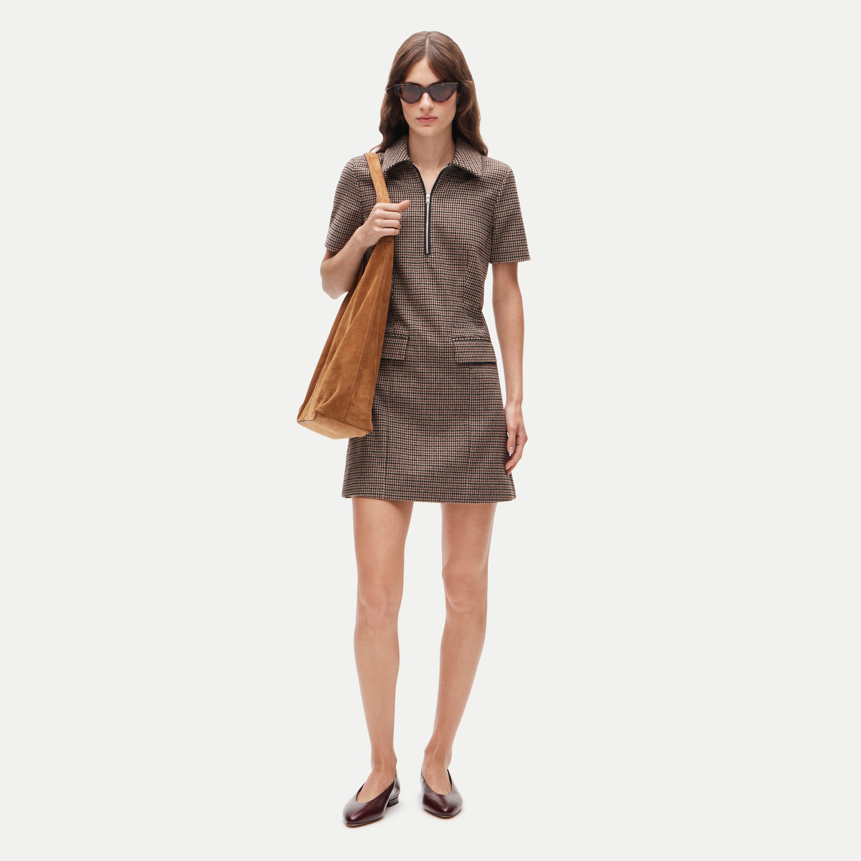 Parc dress in houndstooth wool blend